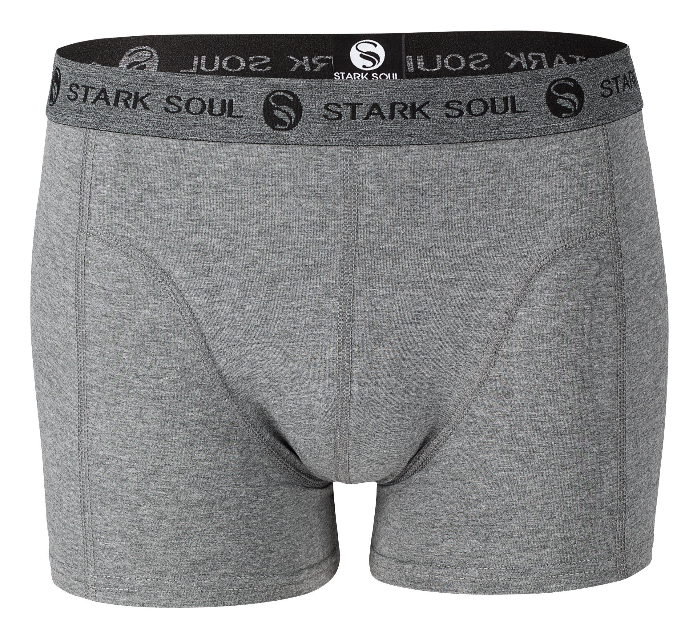 Stark Soul® Pack, 3er - Baumwolle Boxershorts, Trunks Herren Boxershorts 3er-Pack Retroshorts, weiche Grau-Melange