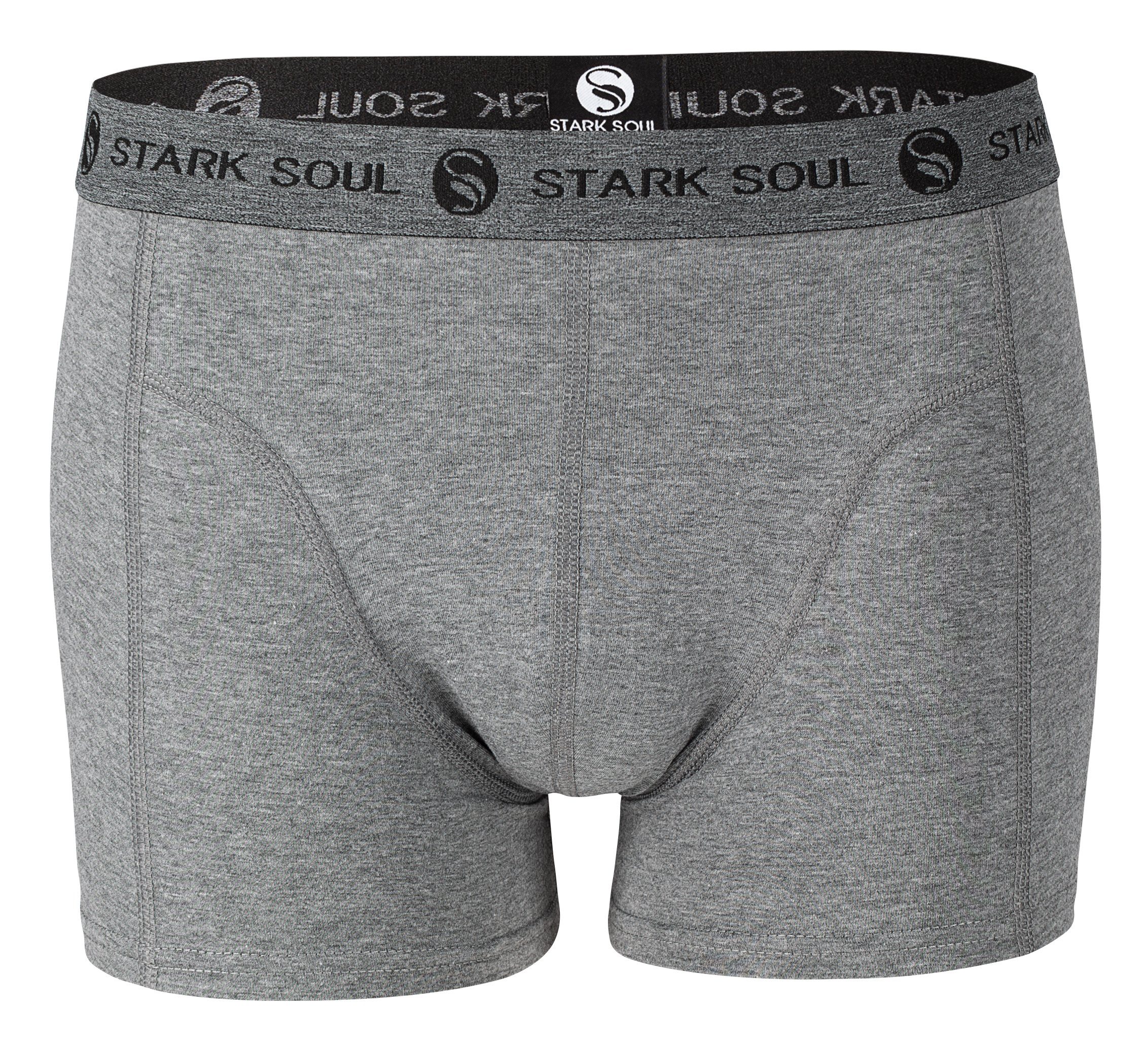 Retroshorts, Trunks Boxershorts 3er weiche Soul® Boxershorts, - Pack, 3er-Pack Herren Baumwolle Stark Grau-Melange