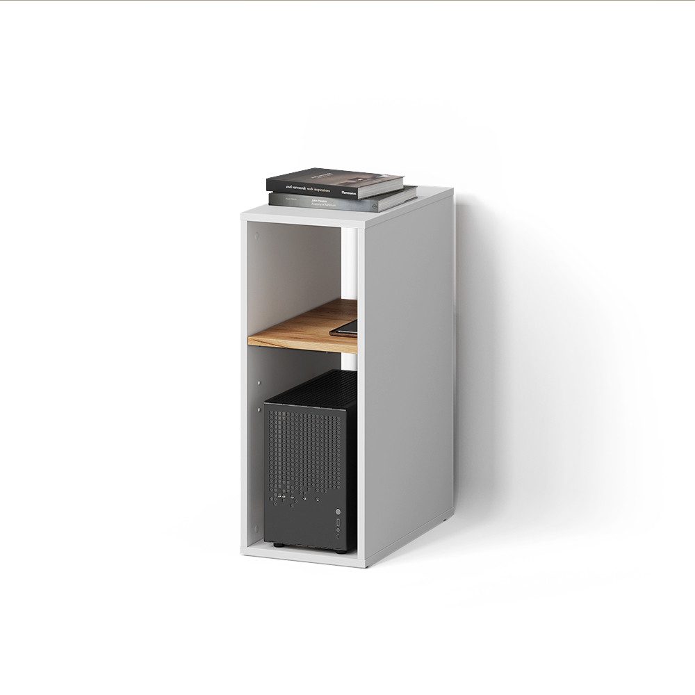 Livinity® PC-Schrank Lorena, Weiß/Goldkraft Eiche, 28.5 x 72 cm mit 2 Fächern