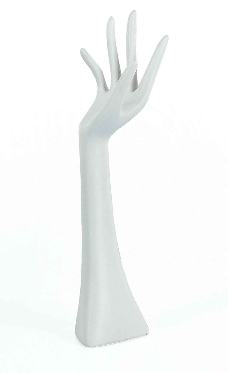 Levandeo® Schmuckständer, Schmuckhalter weiß Schmuckhand Hand Halter Schmuck aus Kunstharz 34cm