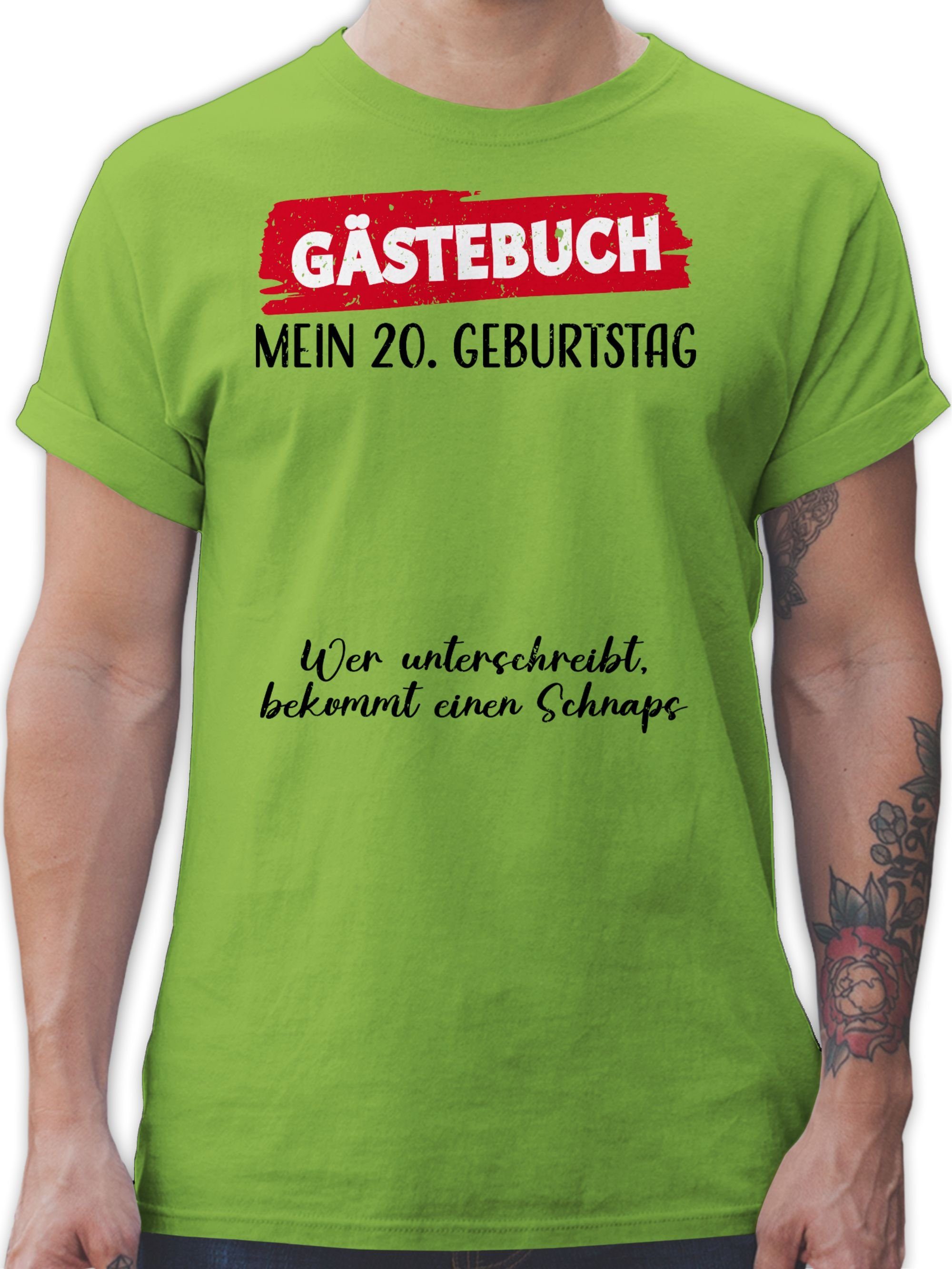 Shirtracer T-Shirt Gästebuch - 20. Geburtstag Gäste Unterschrift Gästeliste Lustig 20. Geburtstag 2 Hellgrün