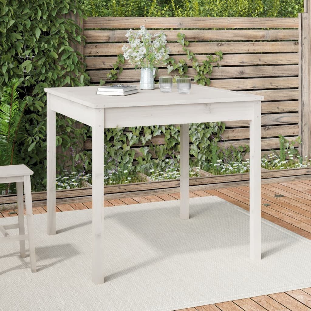 vidaXL Gartentisch 825 x 825 x 76 cm Gartentisch Weiß 82,5x82,5x76 cm Massivholz Kiefer