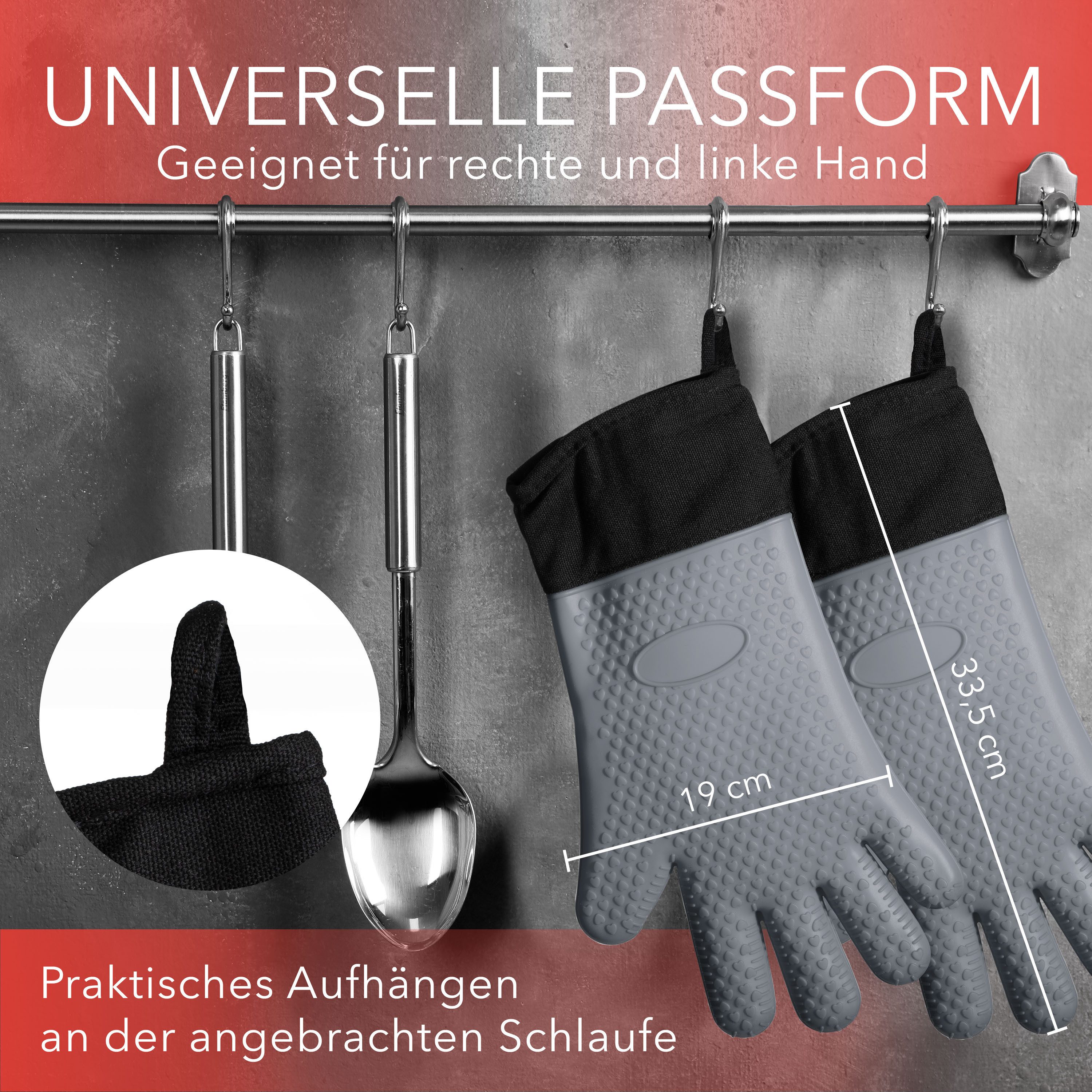 AVANA Topfhandschuhe Silikon Ofenhandschuhe Hitzebeständige Kochhandschuhe günstig online kaufen