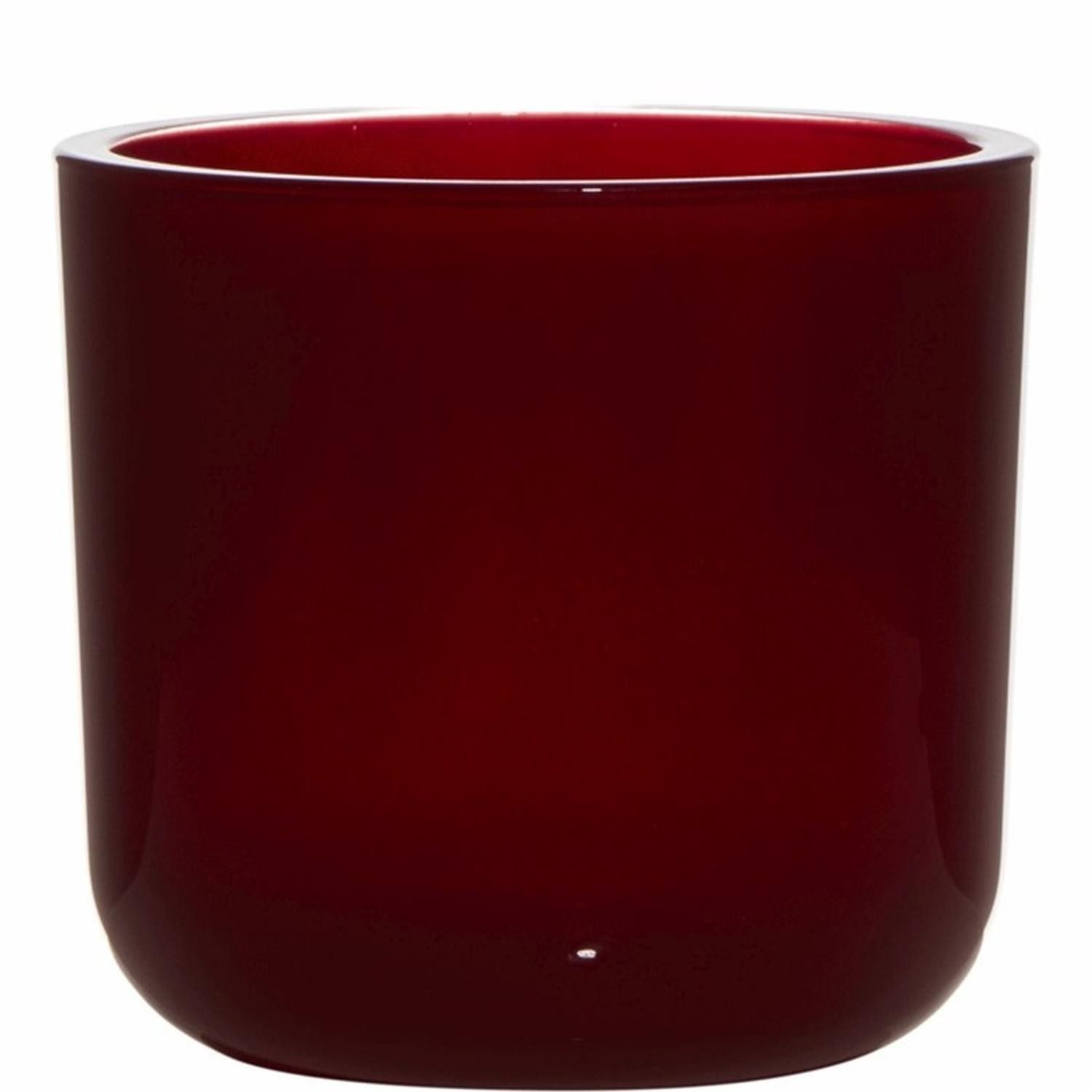 INNA-Glas Kerzenhalter Nick aus Glas, rot, 13cm, Ø14cm