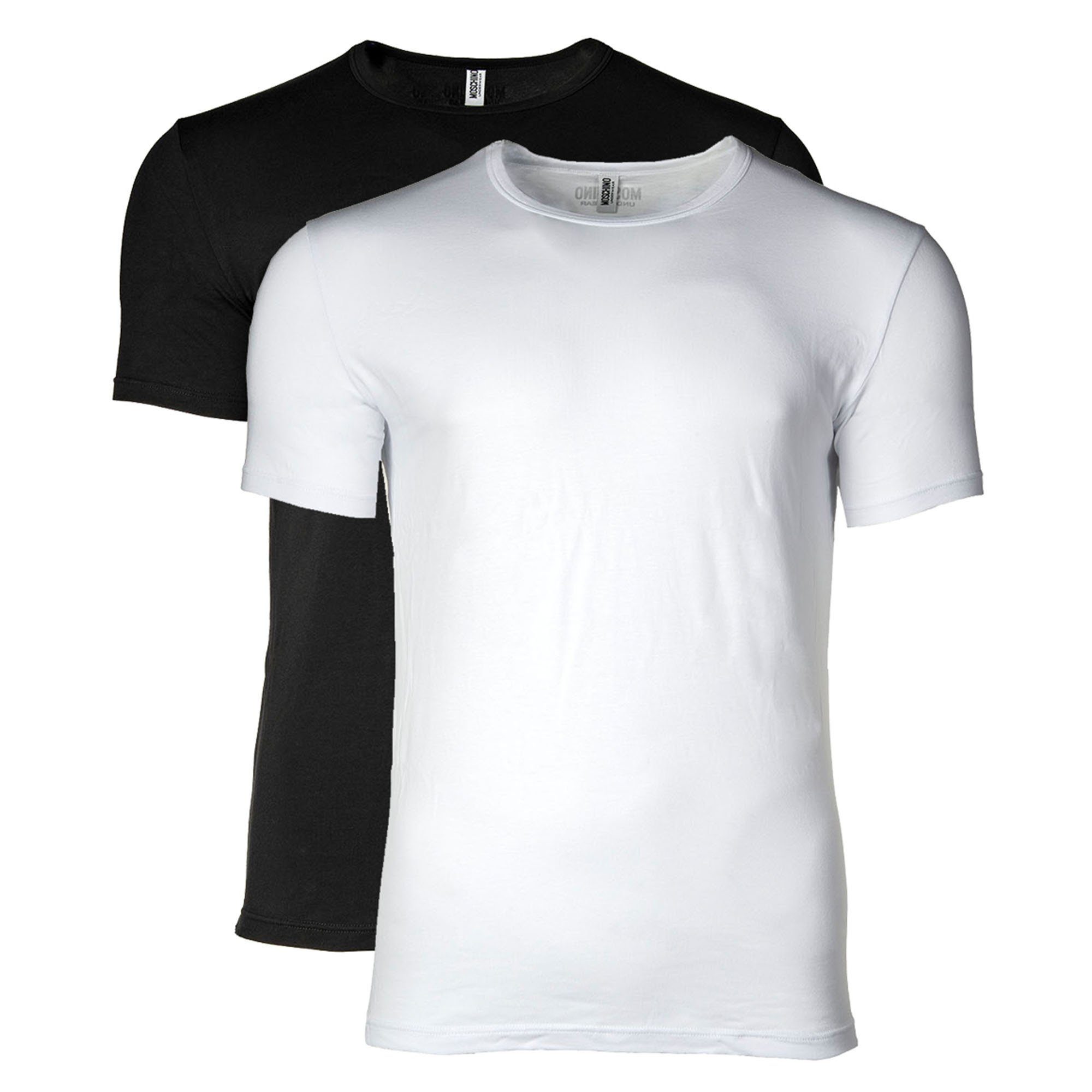 Moschino T-Shirt Herren T-Shirt 2er Pack - Crew Neck, Rundhals Schwarz/Weiß