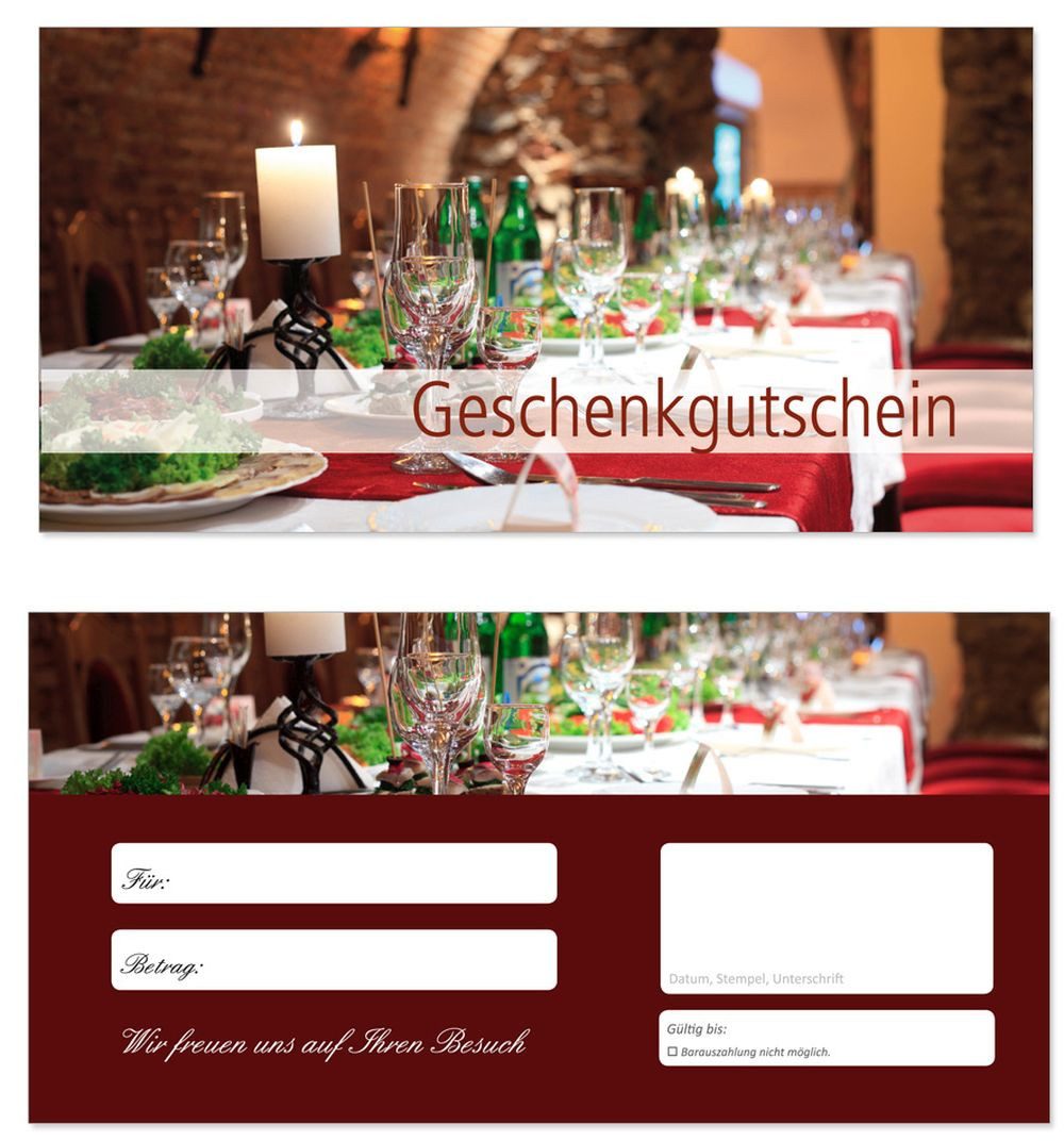 LYSCO Geschenkkarte Geschenkgutscheine Restaurant Essen Gutschein Gastronomie DIN lang, gedeckter Tisch Gesellschaft Dating