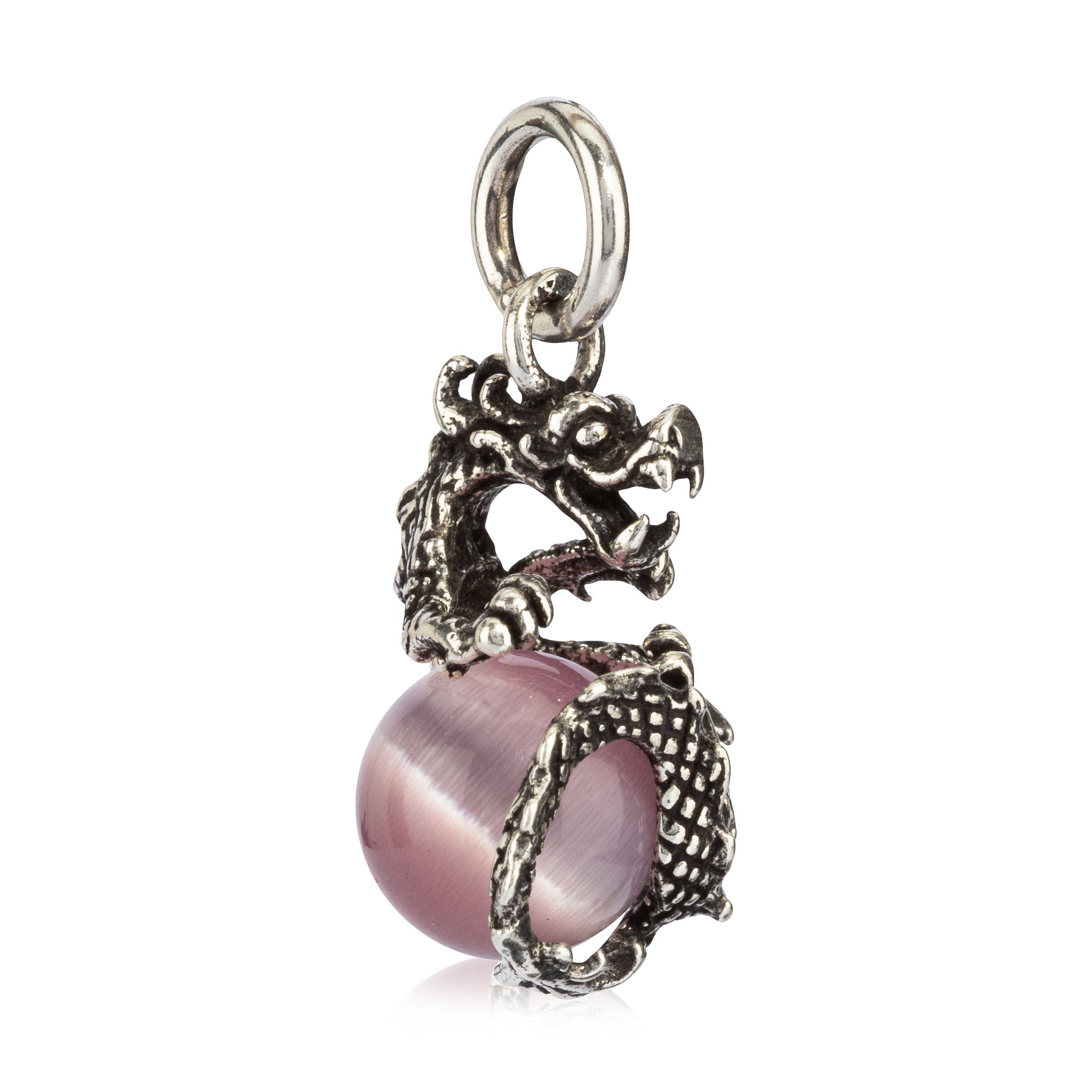 NKlaus Kettenanhänger Kettenanhänger Drache mit Kugel 925 Silber 1,8cm, Stein Kettenanhänger