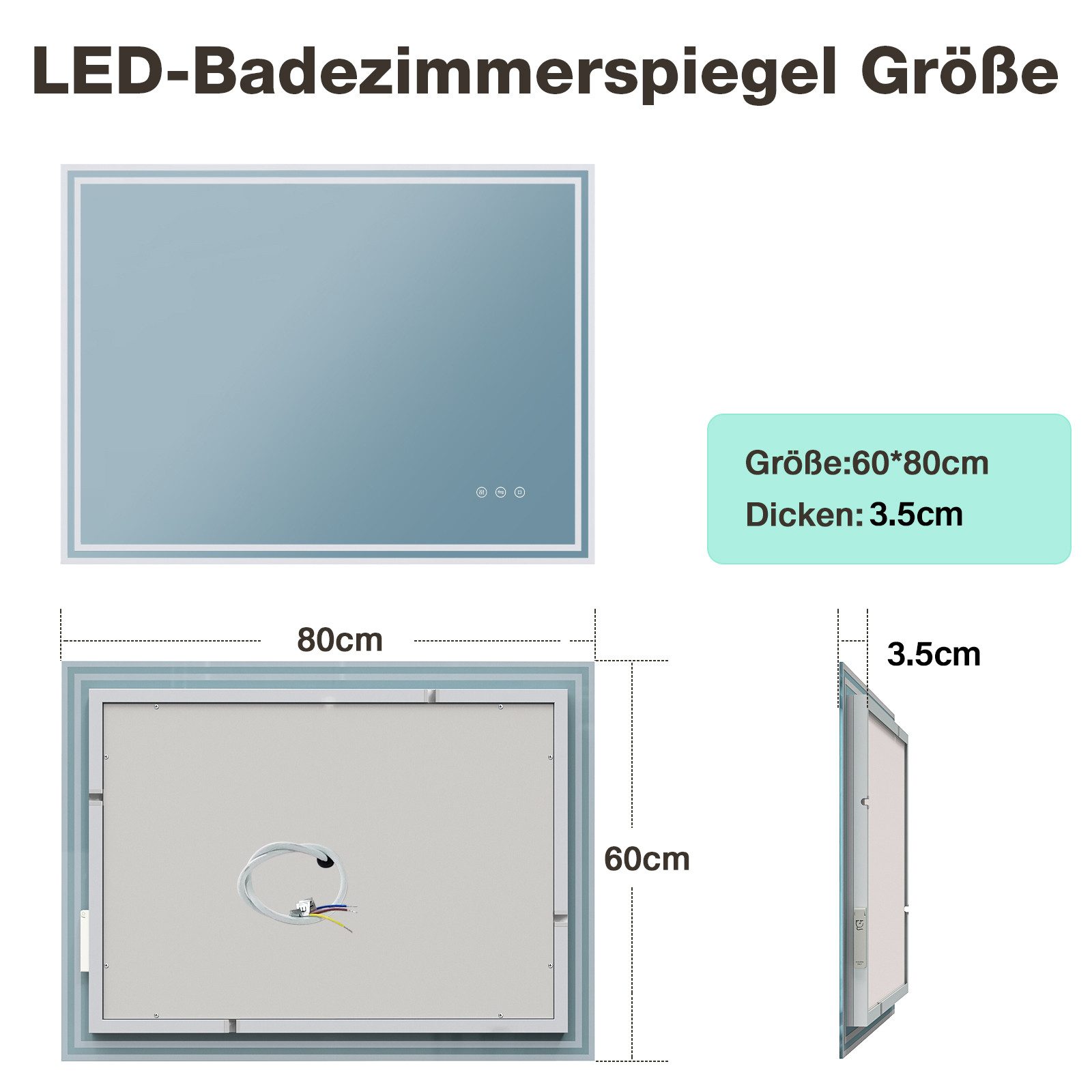 GIMBELEN Badspiegel LED-Badspiegel, Anti-Beschlag, explosionssicher, Touchs günstig online kaufen