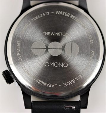 Komono Quarzuhr Herren Armbanduhr KOM-W2264 Winston Regal All Black, Leder schwarz