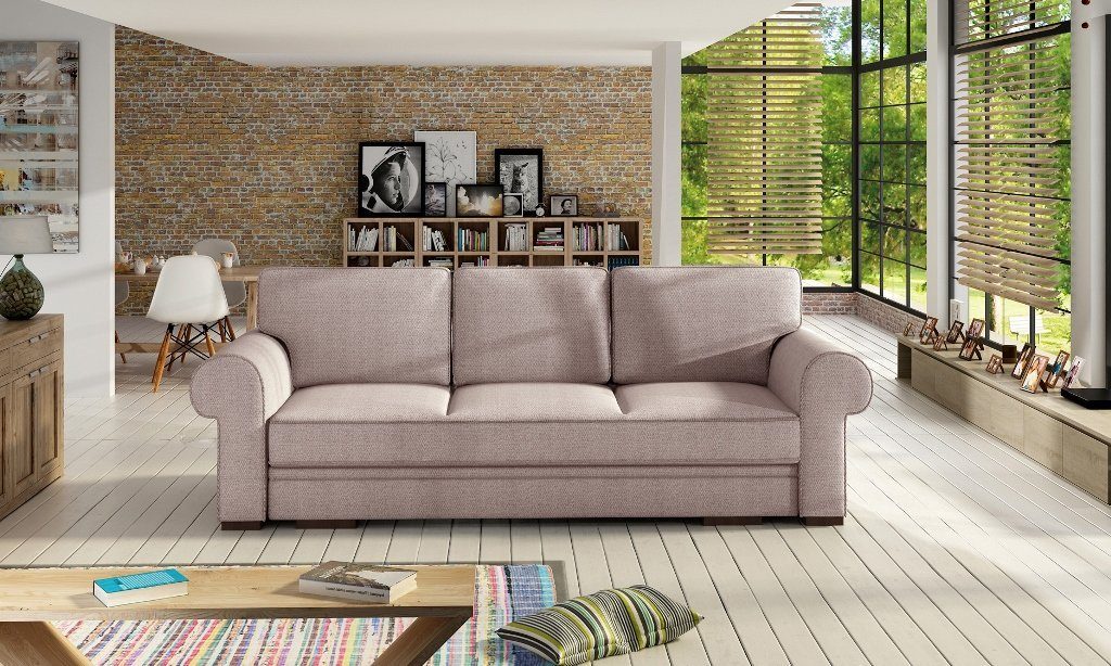 Siblo 3-Sitzer Evania Klassisches Beige Sofa Schlaffunktion Dreisitzer mit