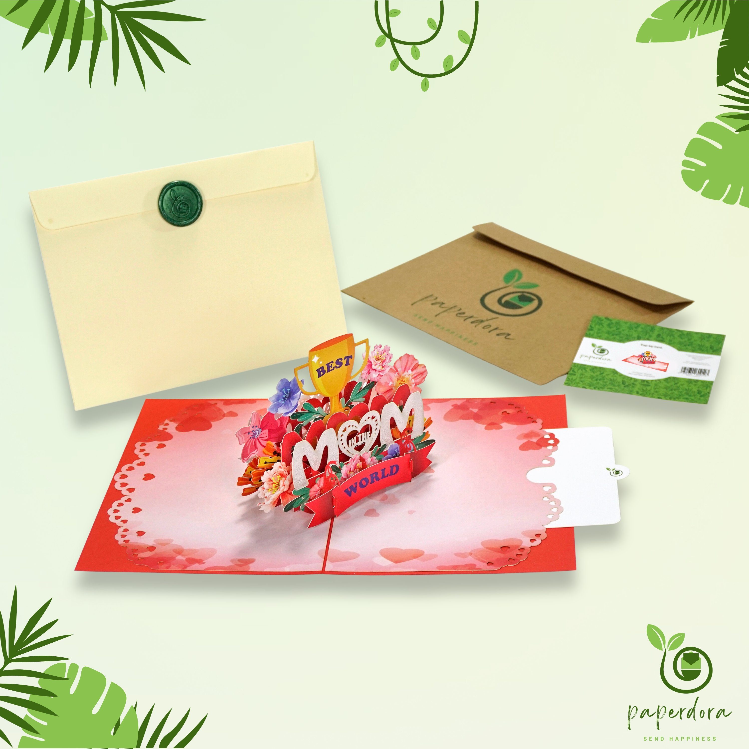 mit Wachssiegel und Muttertagskarte paperdora 3D „Mutter“ Muttertag - Geschenk Umschlag Pop-Up-Karte Grußkarte,