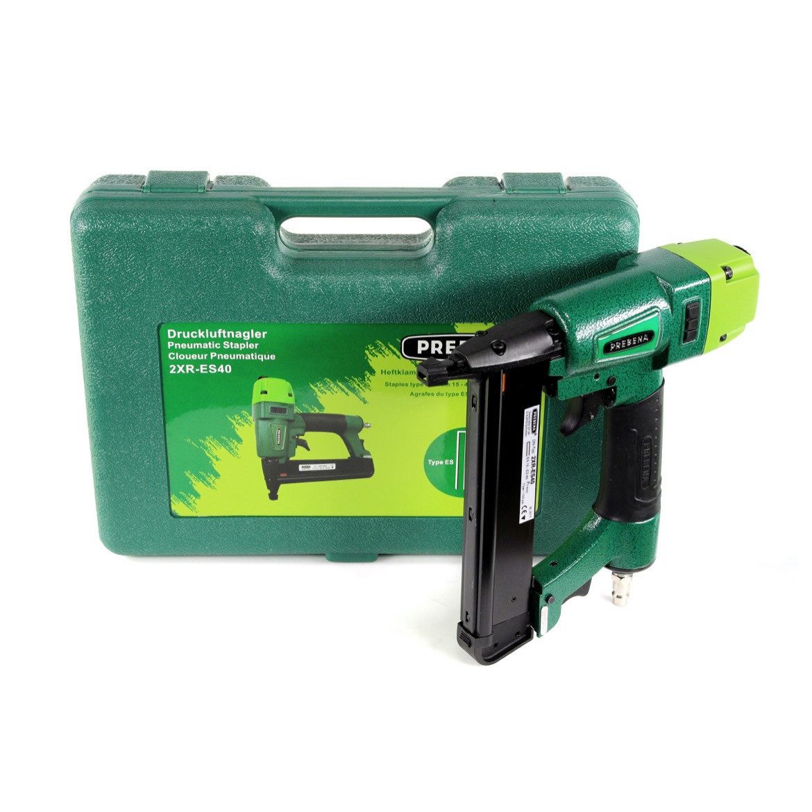 Prebena Druckluft-Nagler 2XR-ES40 Klammergerät Druckluft Nagler im Transportkoffer Typ ES
