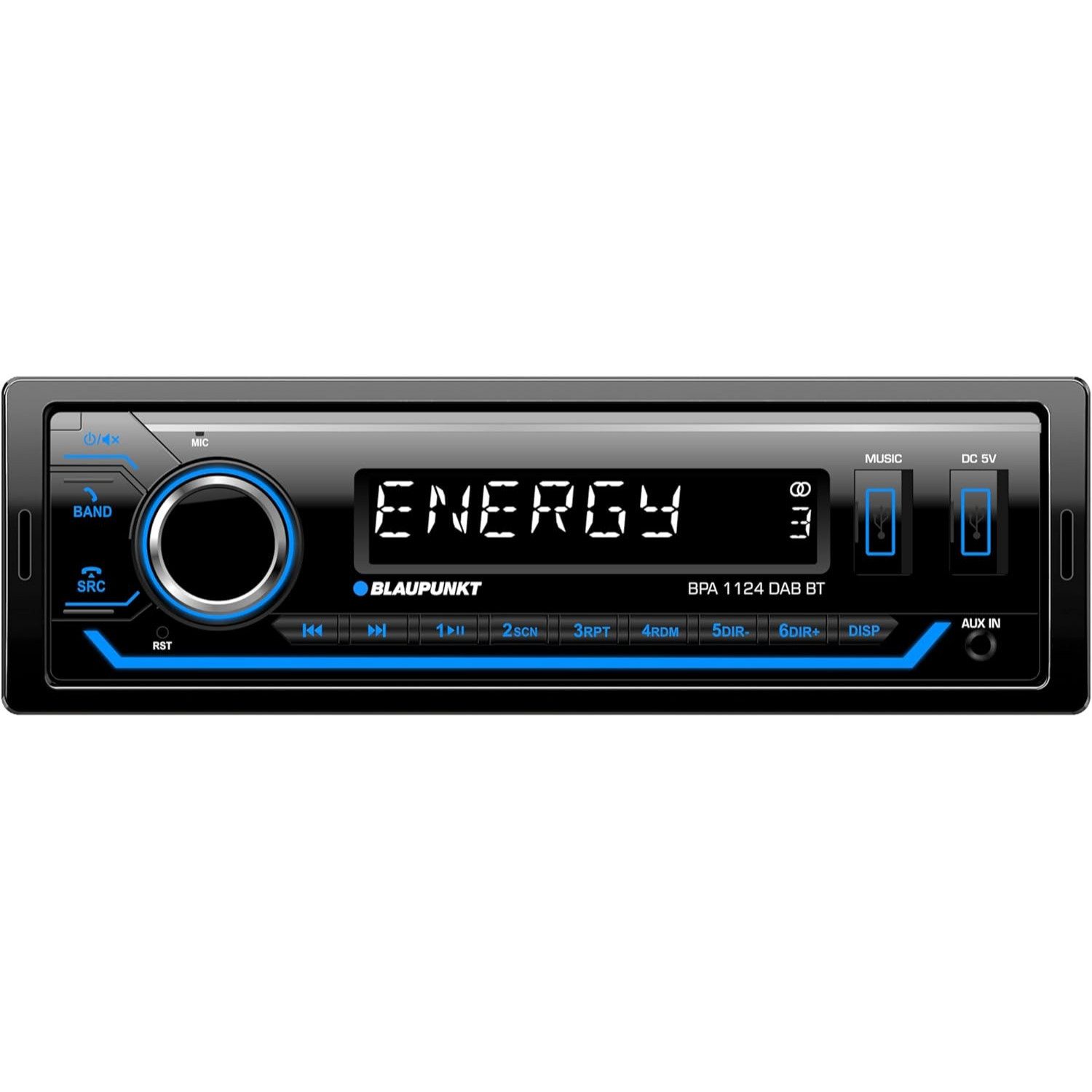 Blaupunkt BPA 1124 DAB BT Bluetooth-Freisprecheinrichtung, DAB+ Tuner Schwarz Autoradio (Digitalradio (DAB), FM-RDS, AM-Tuner, Verkehrsfunkpriorisierung (FM), 200 W, Permanentspeicher, abnehmbares Bedienteil, Freisprecheinrichtung)