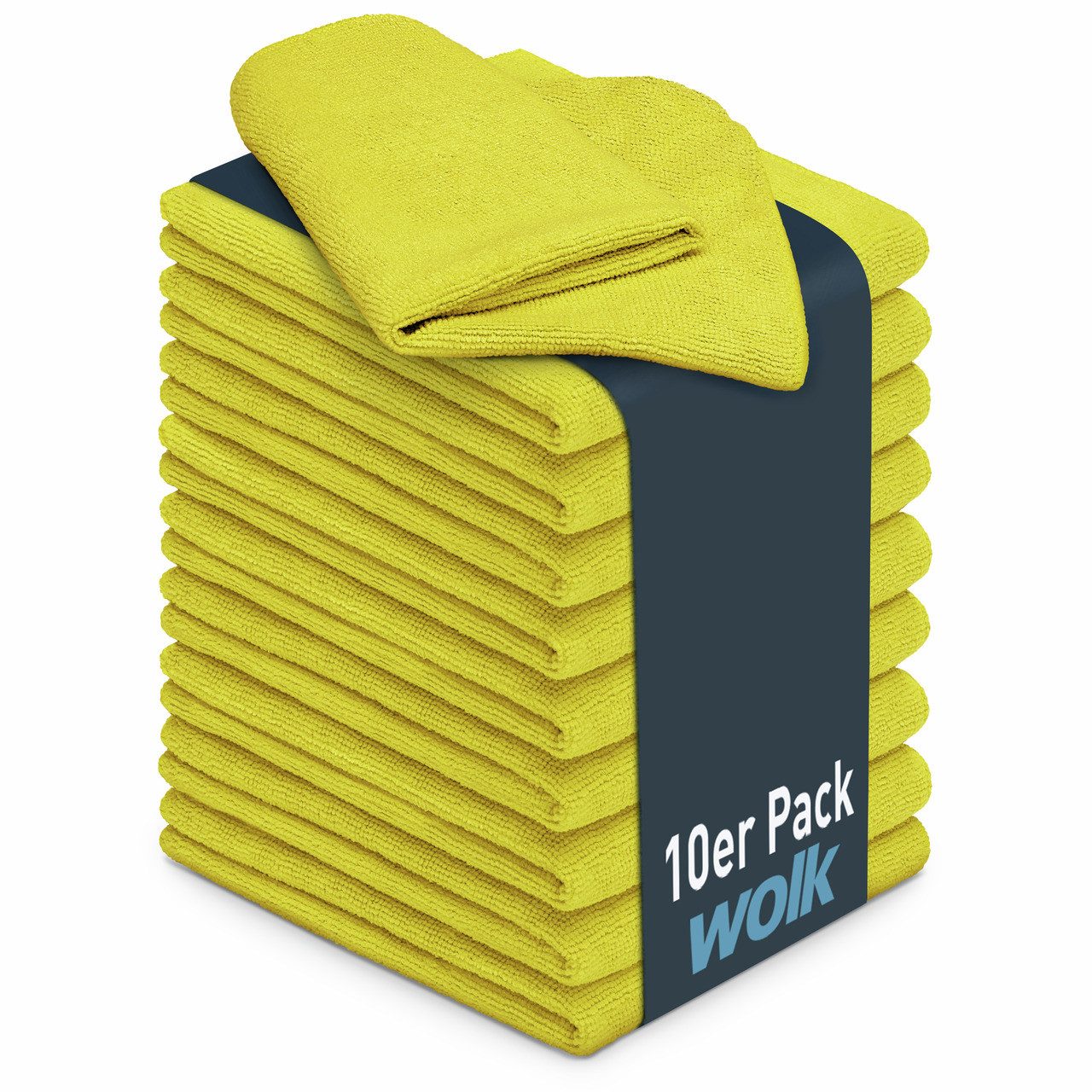 wolk Universaltuch (fusselfrei und frotteeartig) Mikrofasertuch (Polyester, 40x40 cm, 10er-Set, hygienisch auf 90° waschbar)