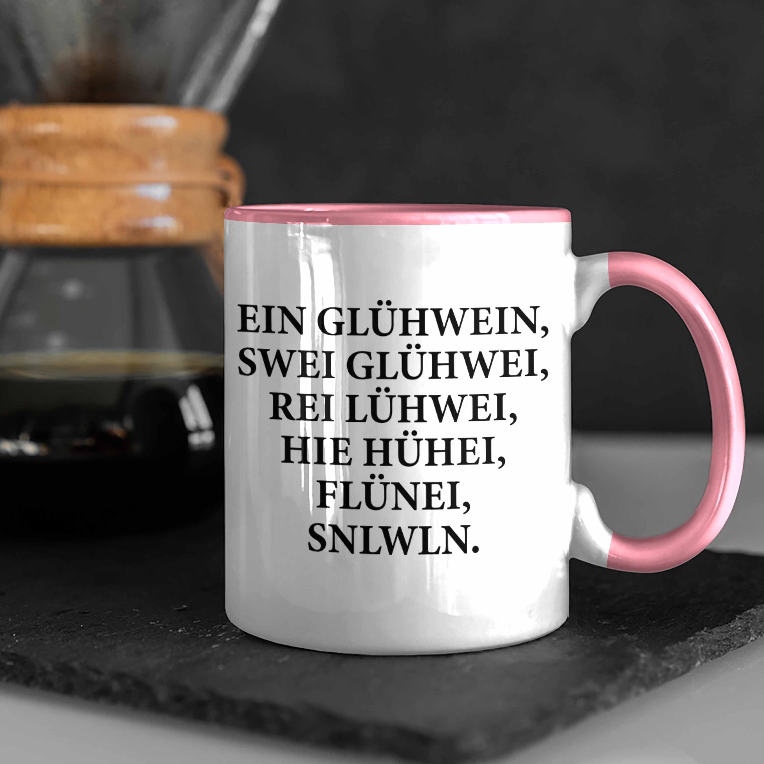 Becher - Swei Trendation Rosa Spruch Gläser mit Ein Geschenk Glühwein Glühwein Doppelwandig Trendation Weihnachtsmarkt Glühweinbecher Tasse Tassen Glühweintassen - Lustig Henkel Tasse Ein