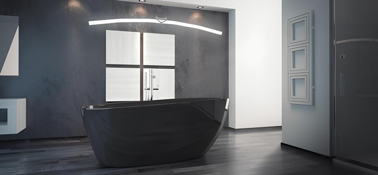 Xlmoebel Badewanne Neue elegante freistehende Luxus-Badewanne in Schwarz für das, Hergestellt in Europa