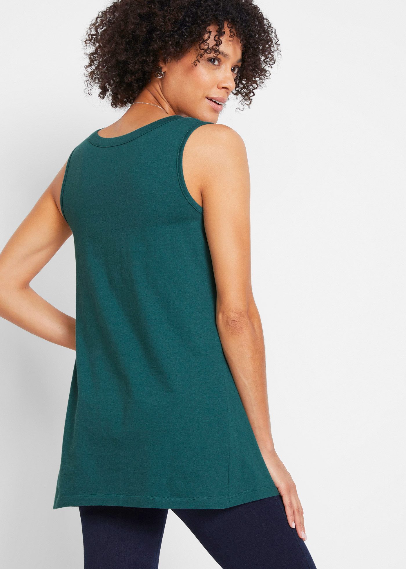 bonprix Longtop mit elegantem Faltendetail, lockere Passform, reine Baumwolle