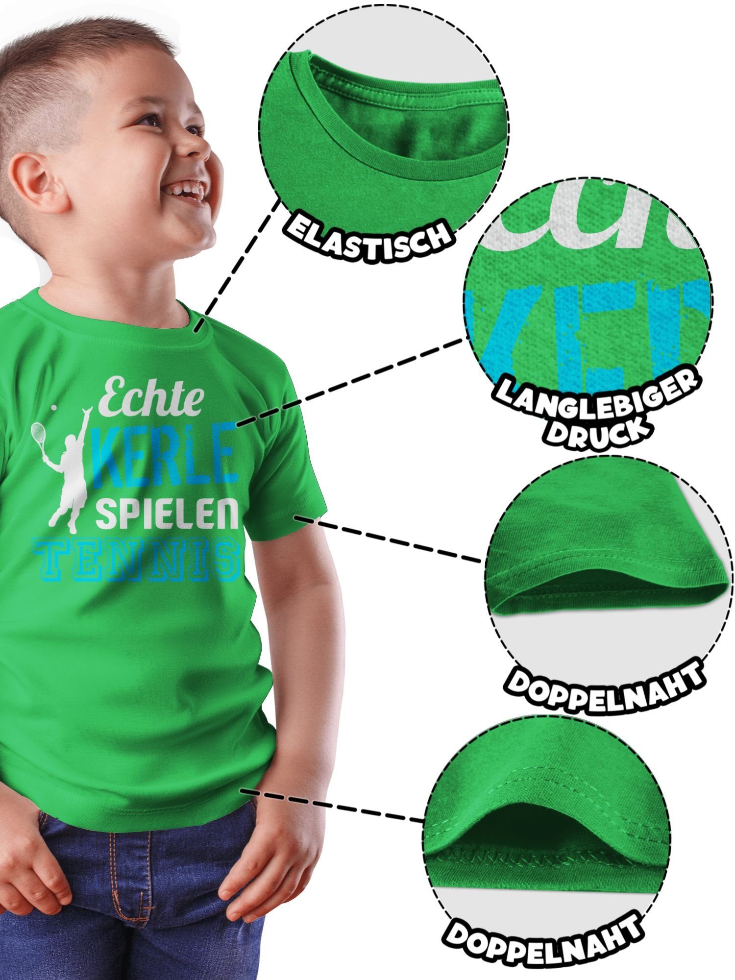 Tennis spielen Kerle Kleidung T-Shirt Sport Kinder Grün Shirtracer 3 Echte