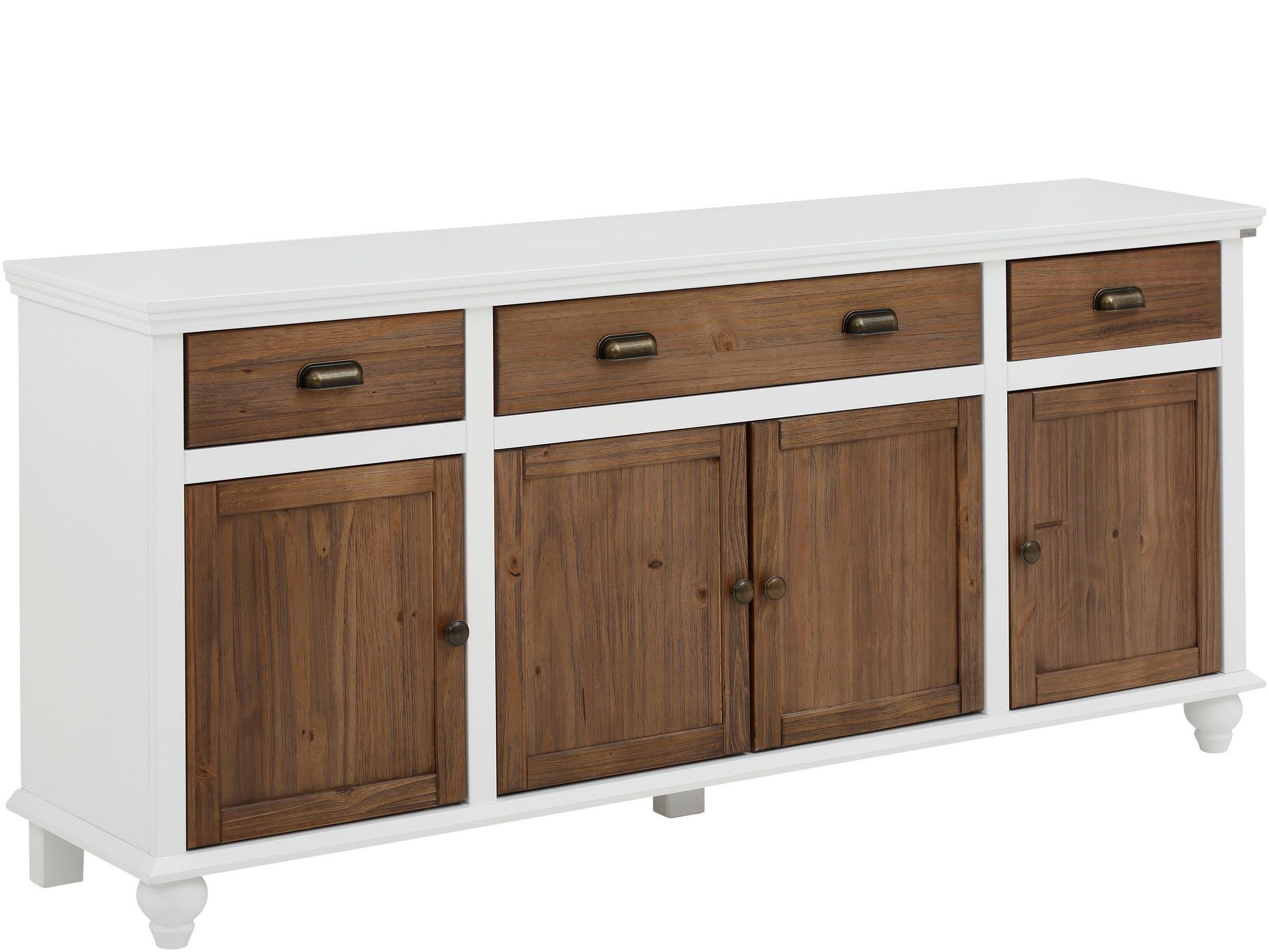 loft24 Sideboard Marlin, mit 3 Schubladen und 4 Türen, Kiefer, Landhaus, Breite 175 cm