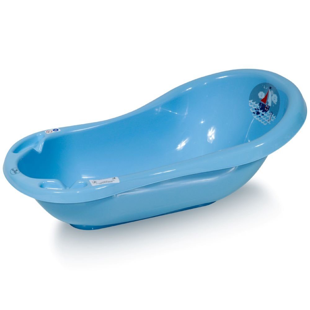 blau 84 Form, cm Babybadewanne ergonomische Geburt ab Lorelli Ablagefächern, Babybadewanne
