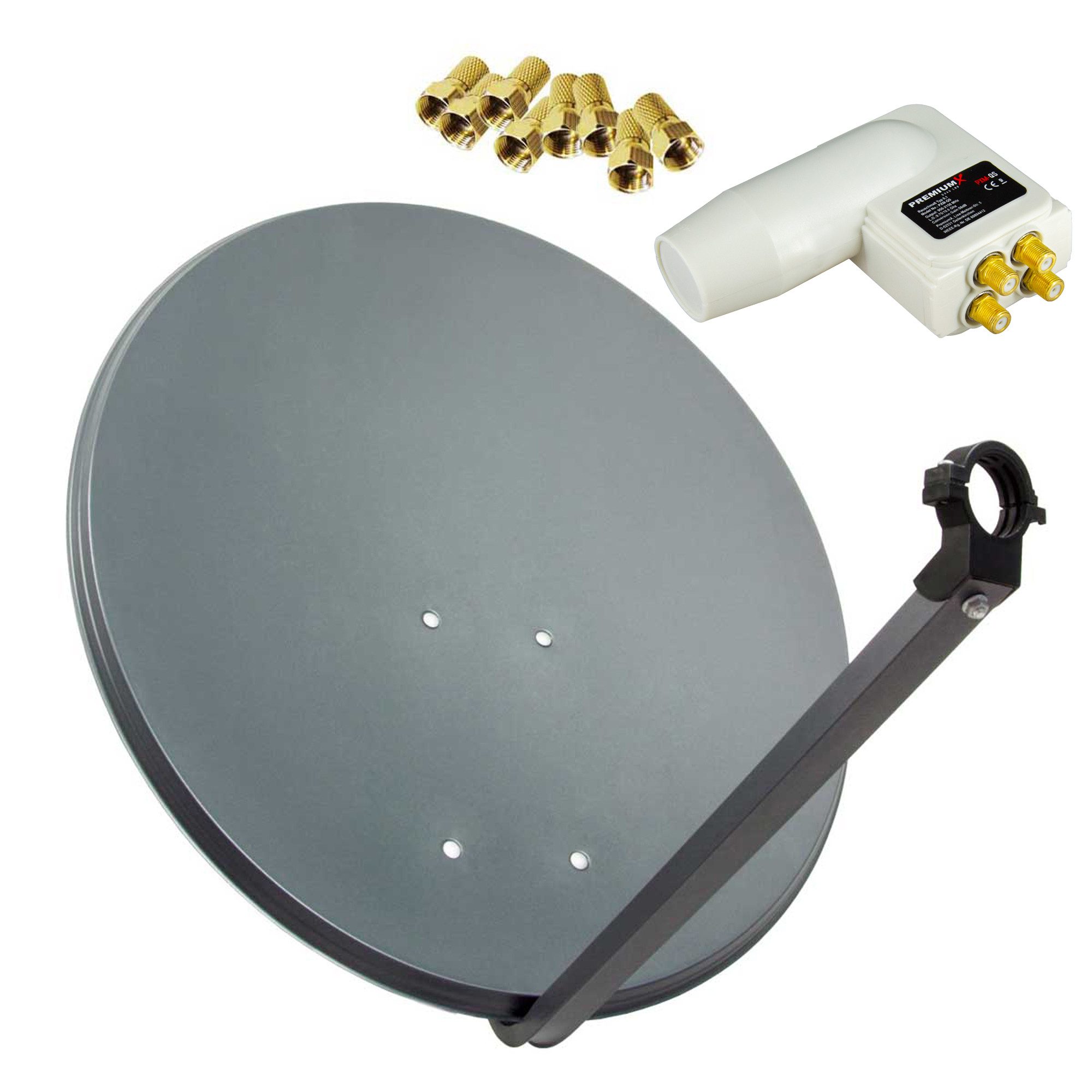 SAT Anlage 80cm Antenne Aluminium Quad LNB WE 8x F-Stecker SAT-Antenne