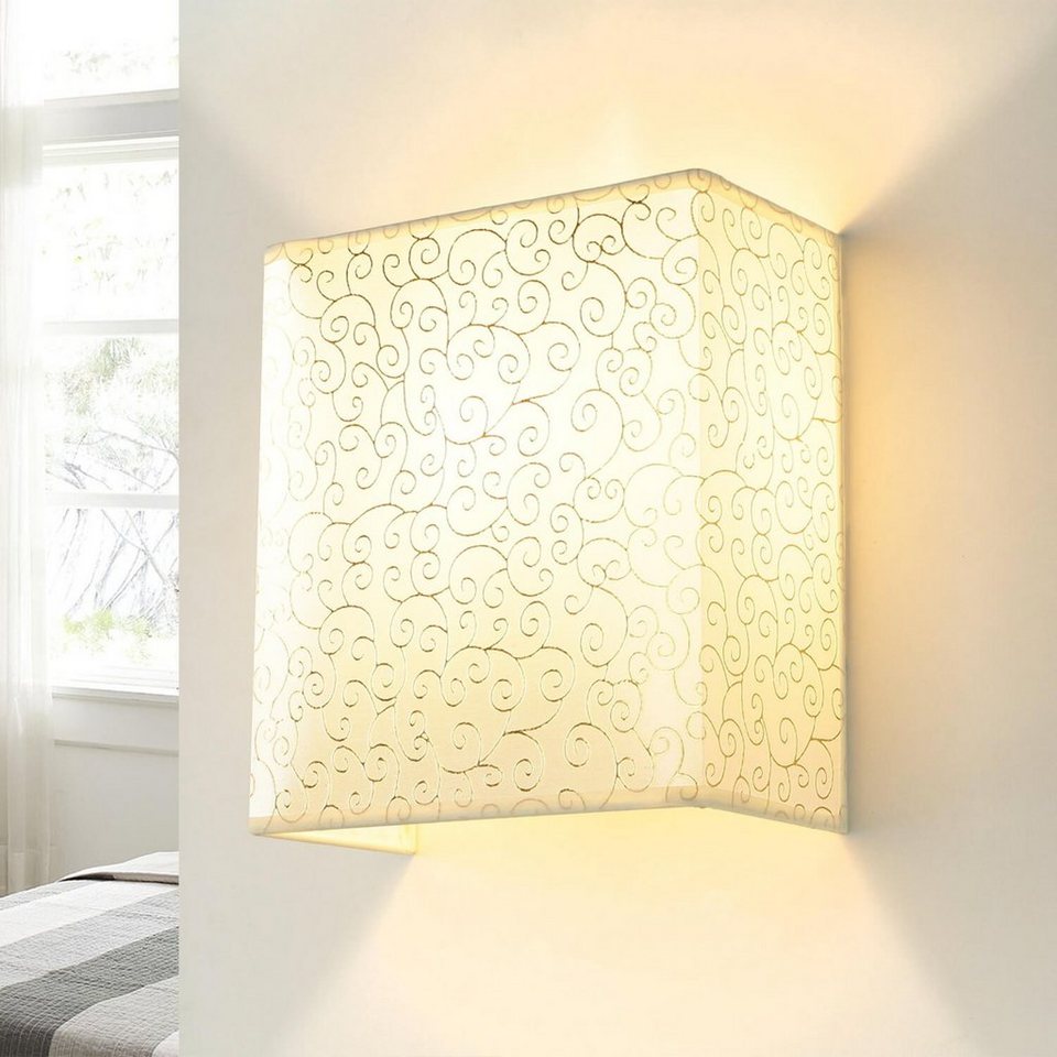 Licht-Erlebnisse Wandleuchte ALICE, ohne Leuchtmittel, Wandlampe Stoffschirm  Loft Design eckig Flur Wohnzimmer Lampe