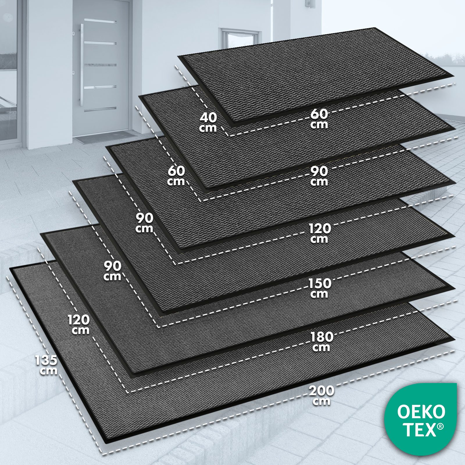 Floordirekt Fußmatte SKY Novo, enorm rutschfeste TPE-Rückseite, effektive Schmutzaufnahme, Rechteckig, Höhe: 7 mm, In- & Outdoor Schmutzfangmatte, saugstarker Flor, 30° Maschinenwäsche