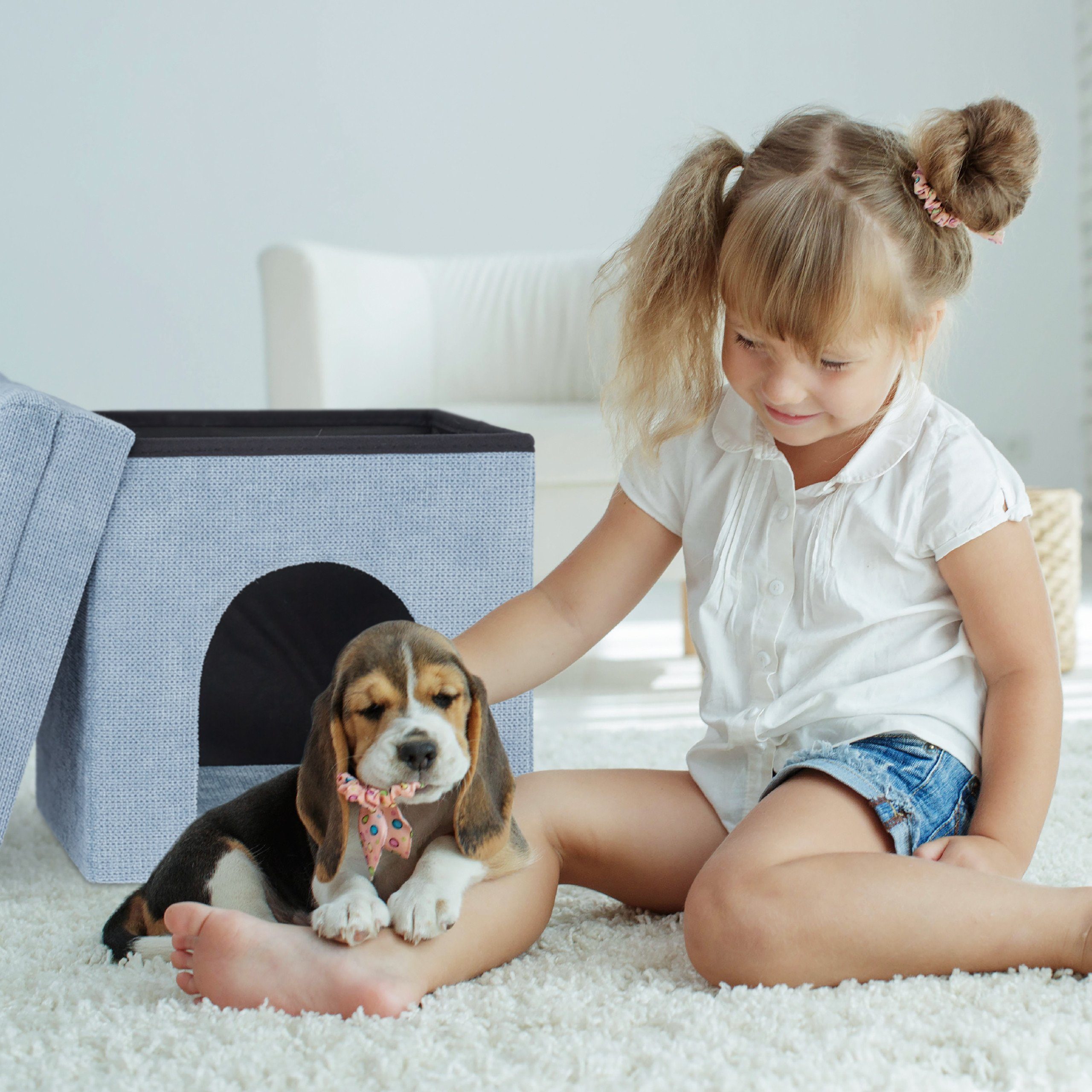 relaxdays Katzenliege Katzenhöhle Hocker in Grau günstig online kaufen