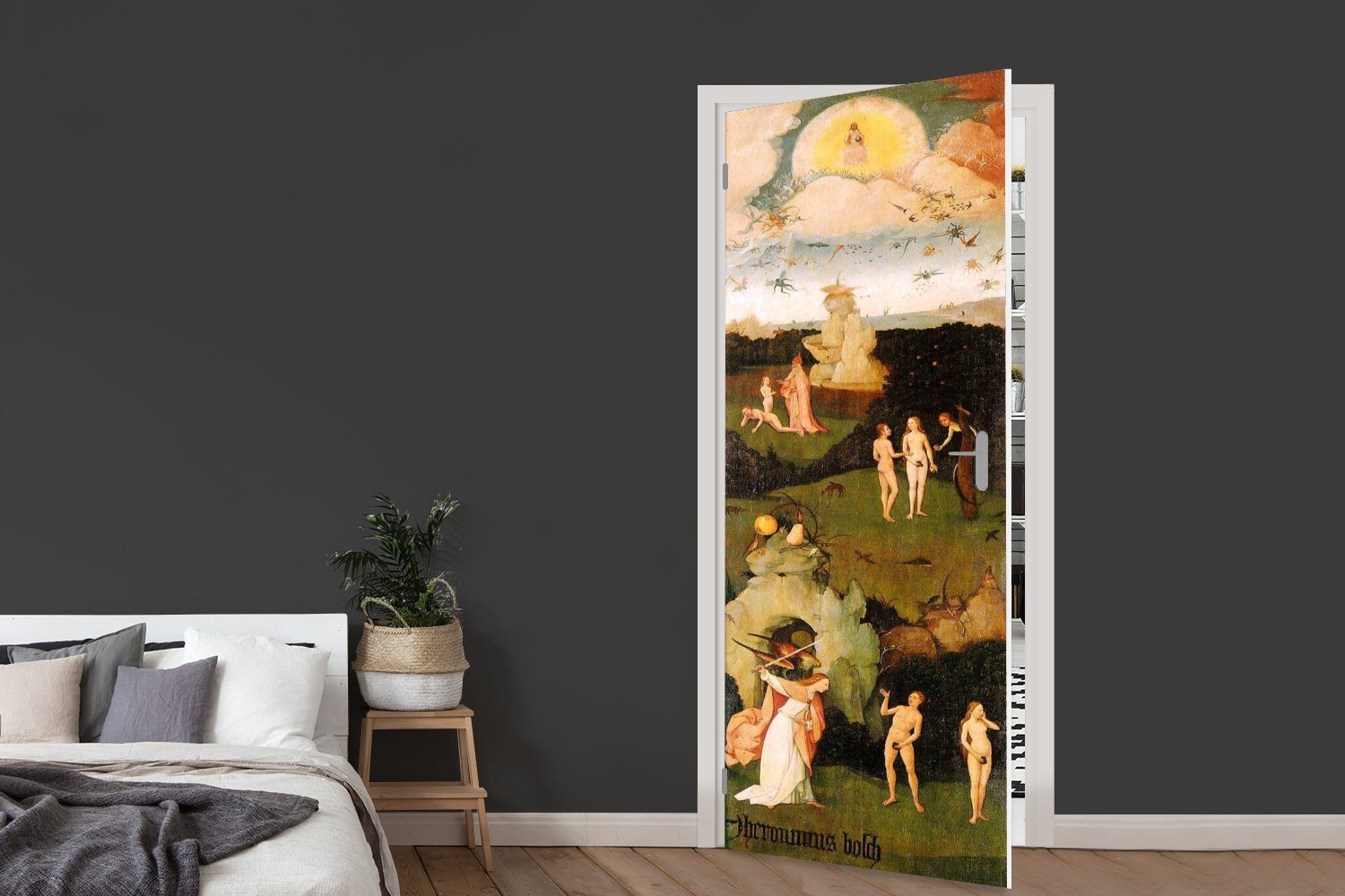 des von Türtapete 75x205 Bosch, cm Heuwaage St), linker Fototapete (1 Matt, Hieronymus bedruckt, für MuchoWow Gemälde Türaufkleber, Flügel Triptychons Tür, -