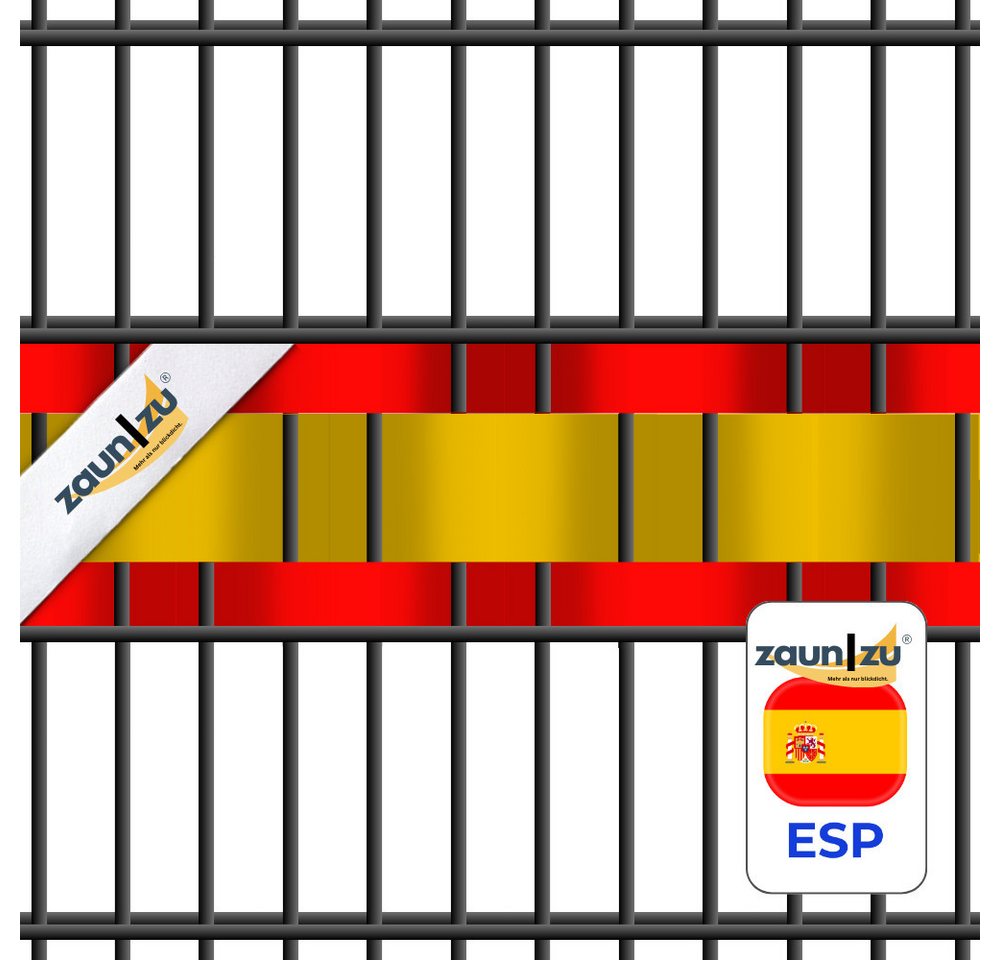 Thumbnail - zaunzu Sichtschutzstreifen Fanartikel Spanien für Doppelstabmatten Volle Streifenbreite GELOCHT, (1 Set, PP Laserstreife...