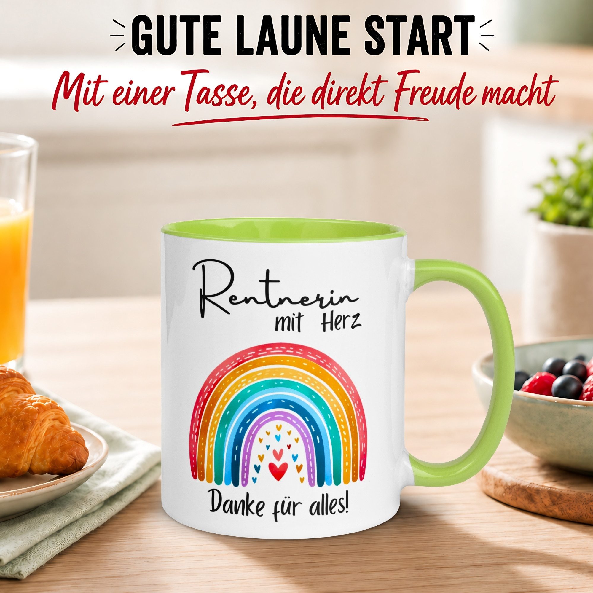 Momentals Tasse Rentnerin – „Rentnerin mit Herz Danke für alles“ – Geschenk Rente Frau, Gratis Versand · Links-&Rechtshänder · Spülmaschinenfest