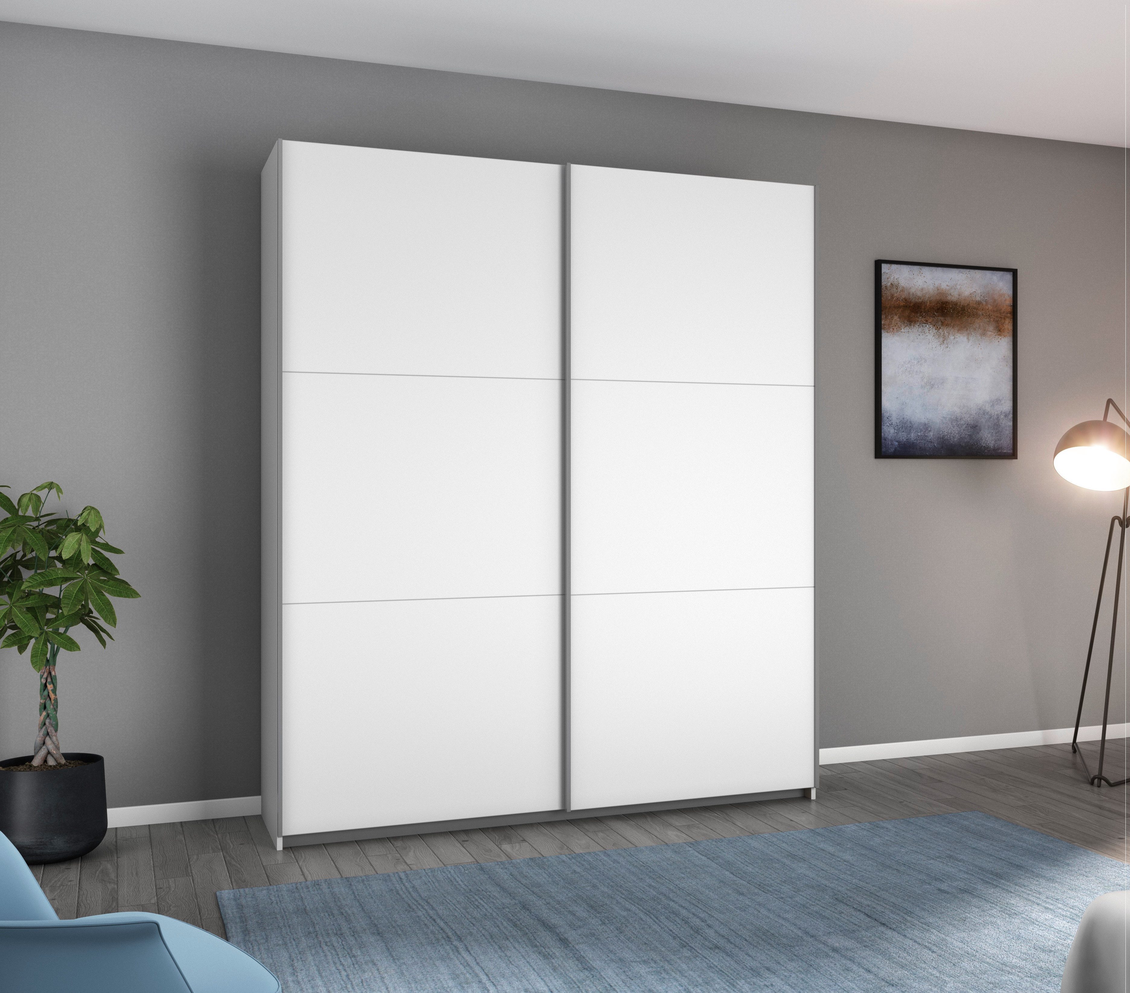 rauch Schwebetürenschrank AURELIO Kleiderschrank Garderobe (3 Ausstattungen BASIC/CLASSIC/PREMIUM (inkl. SOFT-CLOSE-FUNKTION) 3 verschiedene Ausstattungsvarianten Griffe aus Metall MADE IN GERMANY
