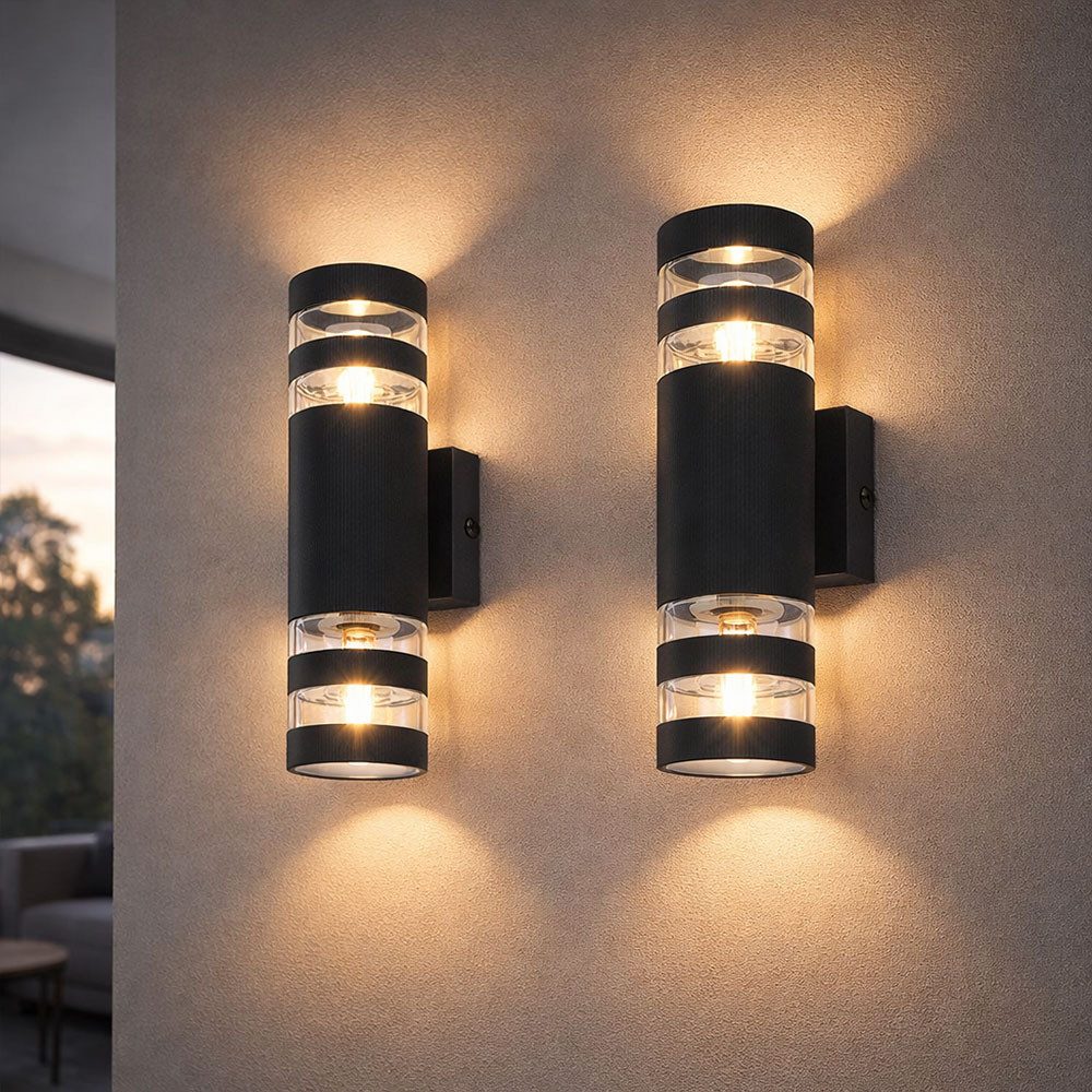 GLOBO LIGHTING Wandleuchte, Leuchtmittel nicht inklusive, Wandlampe Wandleuchte schwarz 2 flammig Wohnzimmerlampe 2er Set
