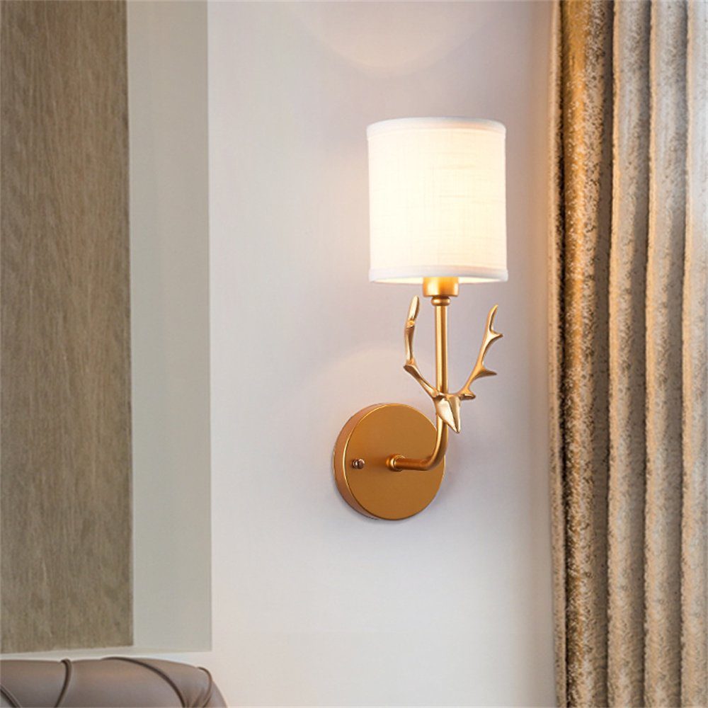 Rouemi Wandleuchte Geweih-Wandleuchte, schlichte Mode Wohnzimmer Schlafzimmer Wandlampen Goldfarben