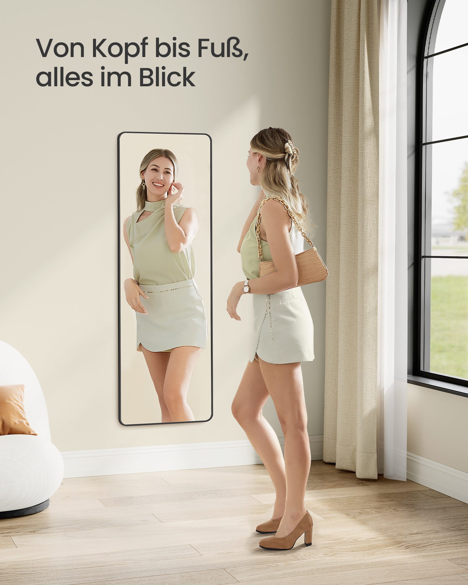 SONGMICS Wandspiegel, Ganzkörperspiegel, 120 x 40 cm, rechteckiger / gewölb günstig online kaufen