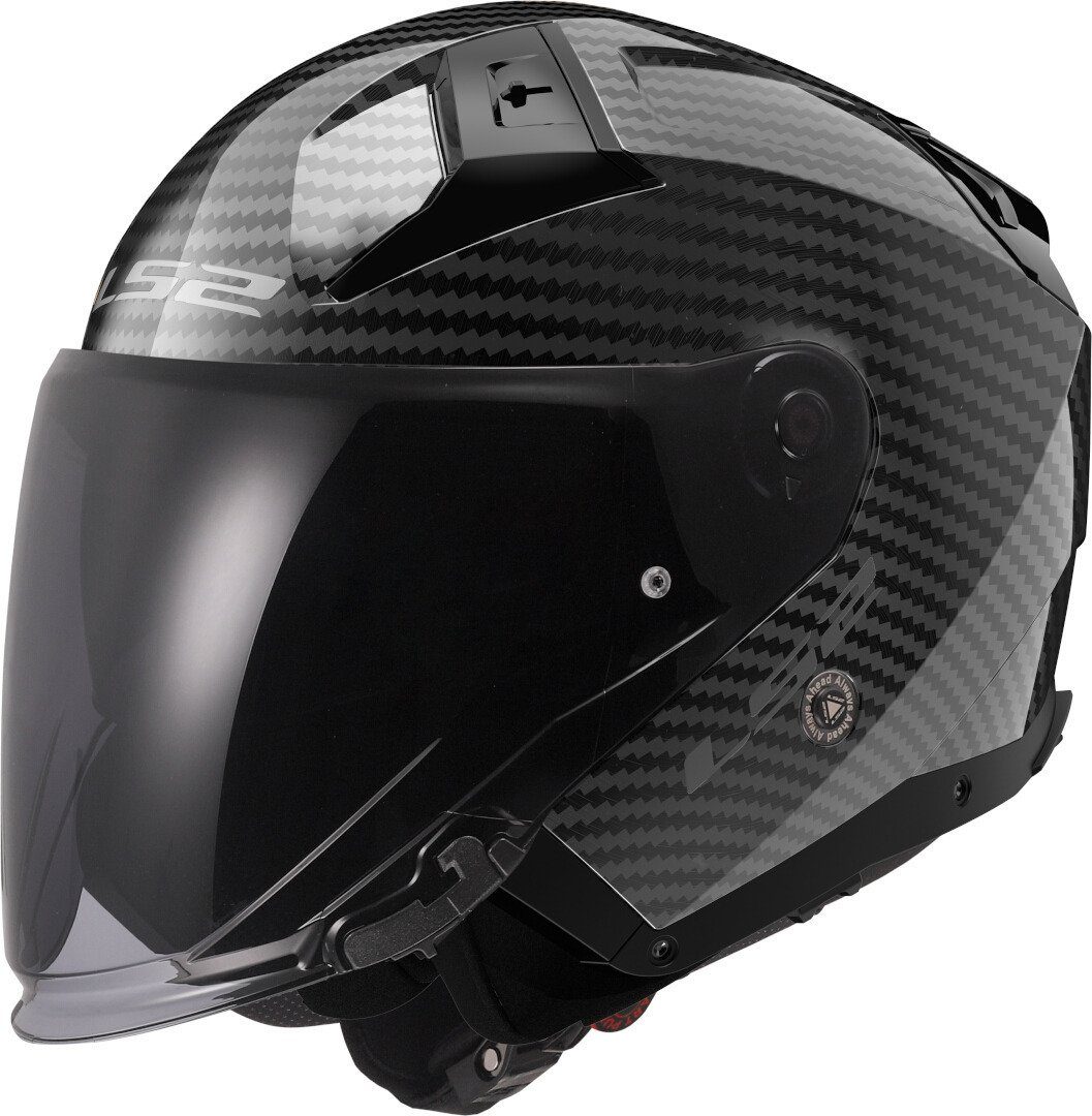LS2 Motorradhelm OF603 Infinity II Carbon Jethelm, Notfallsystem-Polsterung (EQRS),integriertes Sonnenvisier
