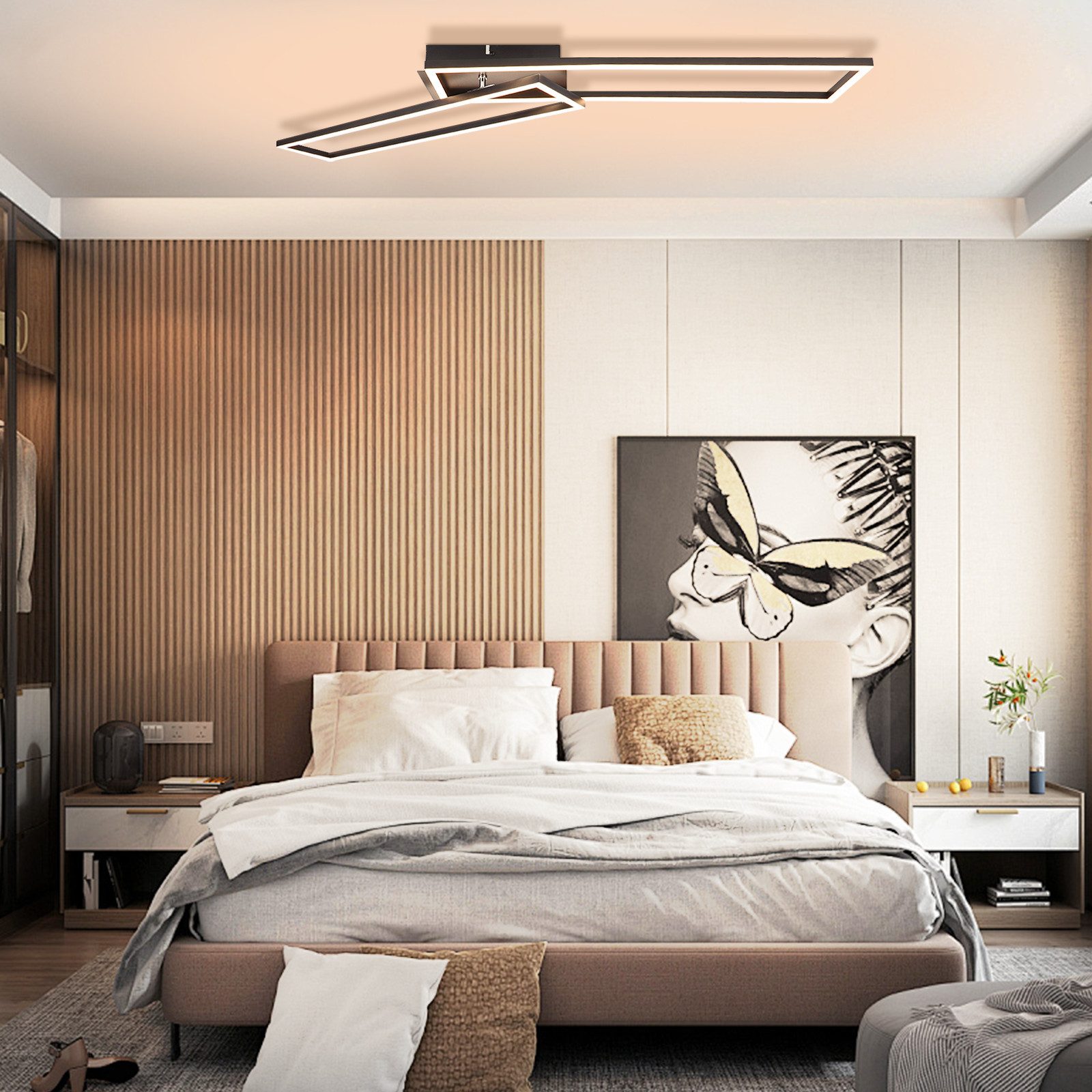 ZMH LED Deckenleuchte Wohnzimmer Schwarz 2/3 günstig online kaufen