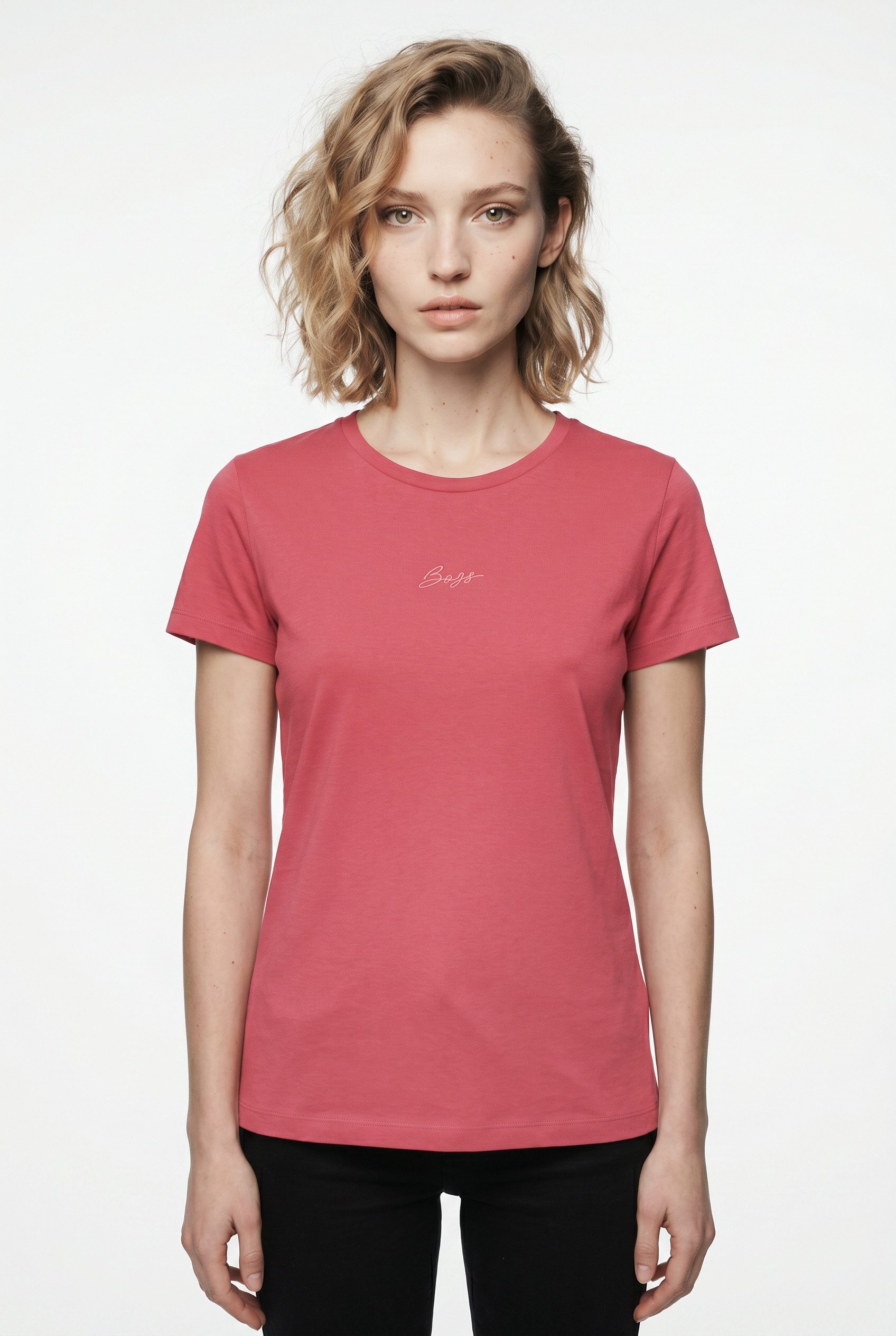 BOSS ORANGE T-Shirt Elove Embro Premium Damenmode mit Rundhals, Slim Fit