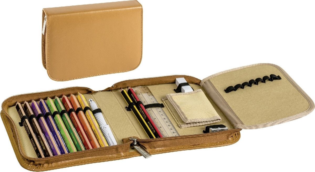 BRUNNEN Federtasche Schüler-Etui Leder natur 1 Klappe (3 Stück)