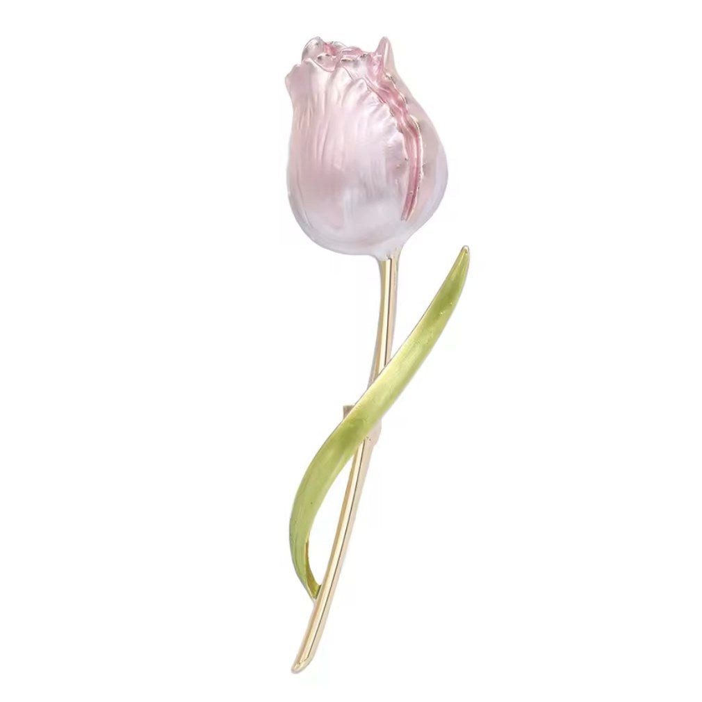 Brosche Zarte Brosche rosa Tulpe vintage Look