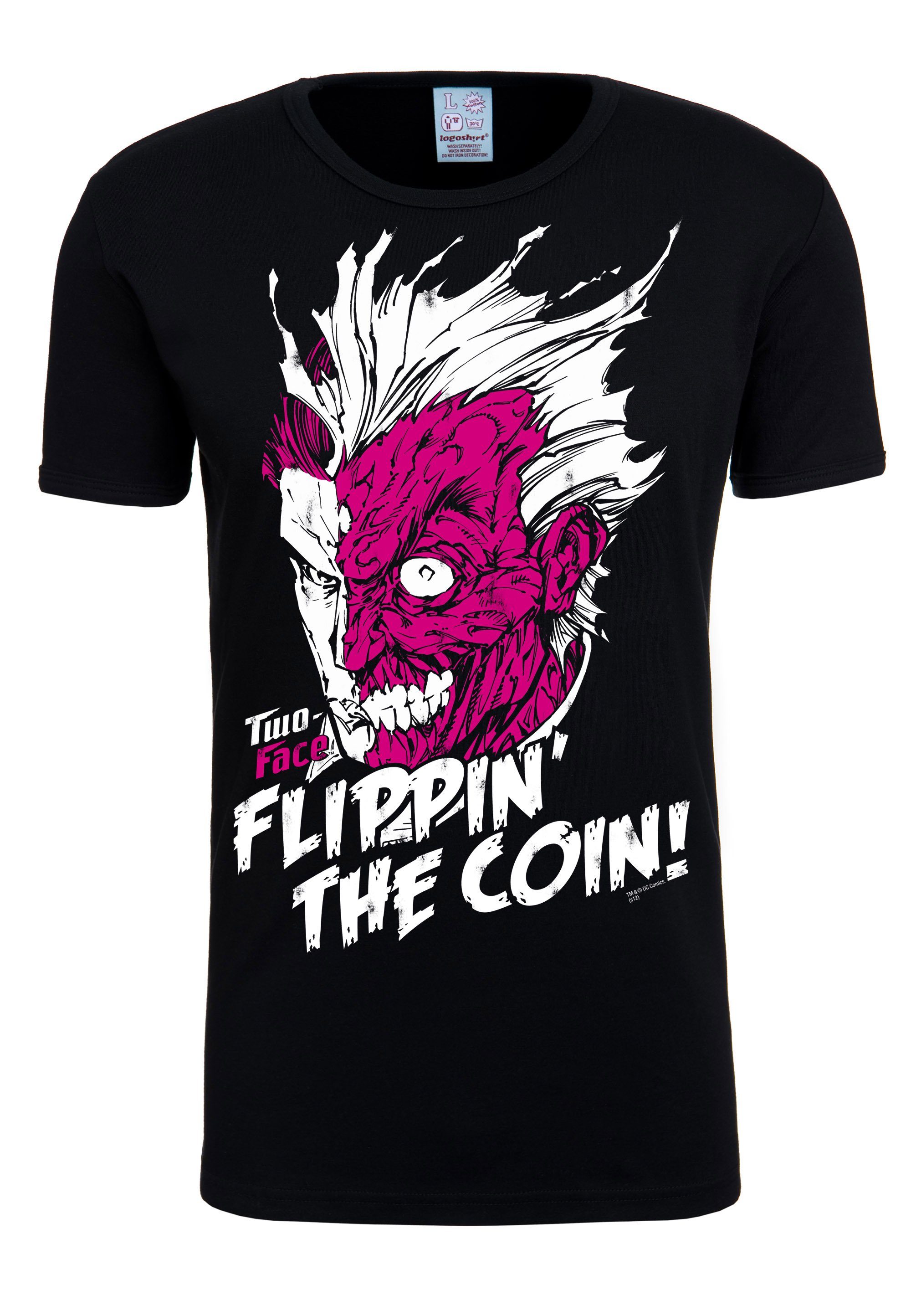 LOGOSHIRT T-Shirt Two Face - Flippin\ The Coin mit tollem Two Face-Print