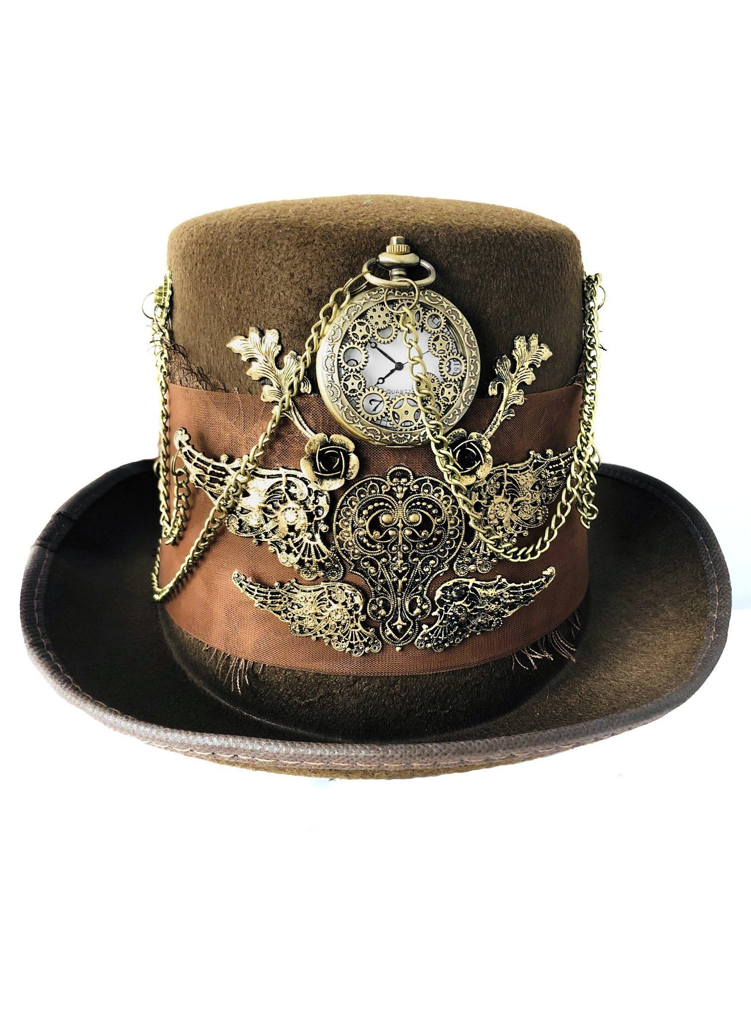 Metamorph Kostüm Aristokrat Steampunk Hut, Zylinder mit Taschenuhr, Ketten und weiteren Accessoires