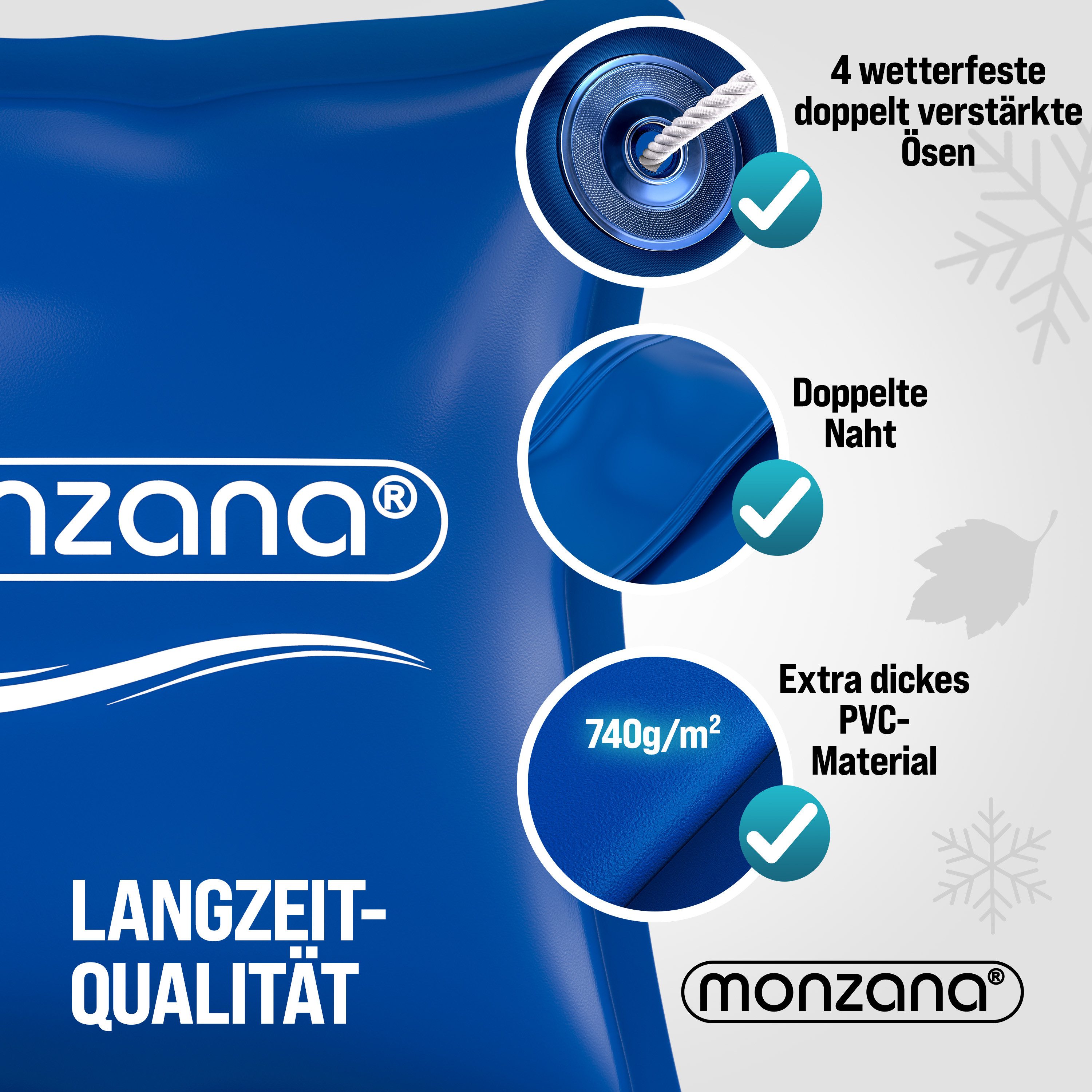 monzana Pool Poolkissen (5-tlg), 4x Poolkissen Winter XL Chlorbeständig Seil PVC Verstärktes Material