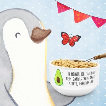 Mr. & Mrs. Panda Müslischale Avocado Glücklich - Weiß - Geschenk, Vegan, Freude, Veggie, Juhuu, Ge, Keramik, (1-tlg), Porzellan-Qualität