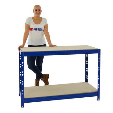 PROREGAL® Werkbank Mega Deal, 2x Werkbank Tiger 300 kg Fachast HxBxT 90x140x60 cm Blau