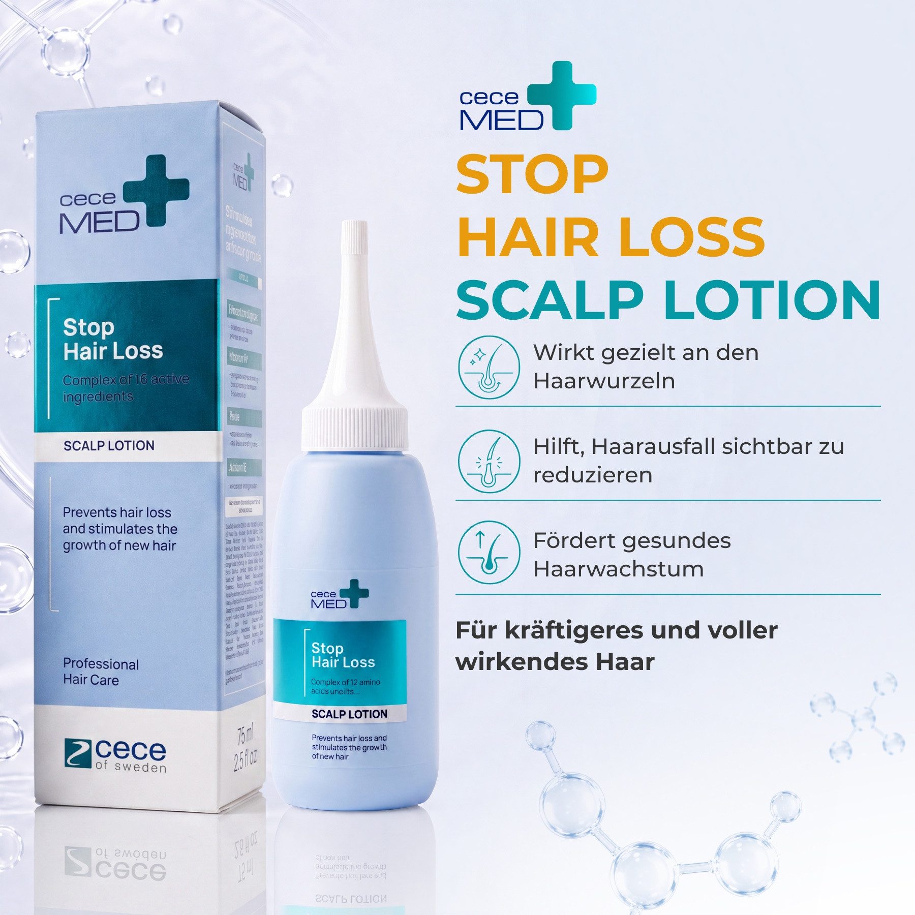 CECE MED Haarkur Haarlotion gegen Haarausfall Repair Haar Pflege Lotion Regeneration, 1-tlg., Anti-Haarausfall, Haarwachstum, Haarpflege