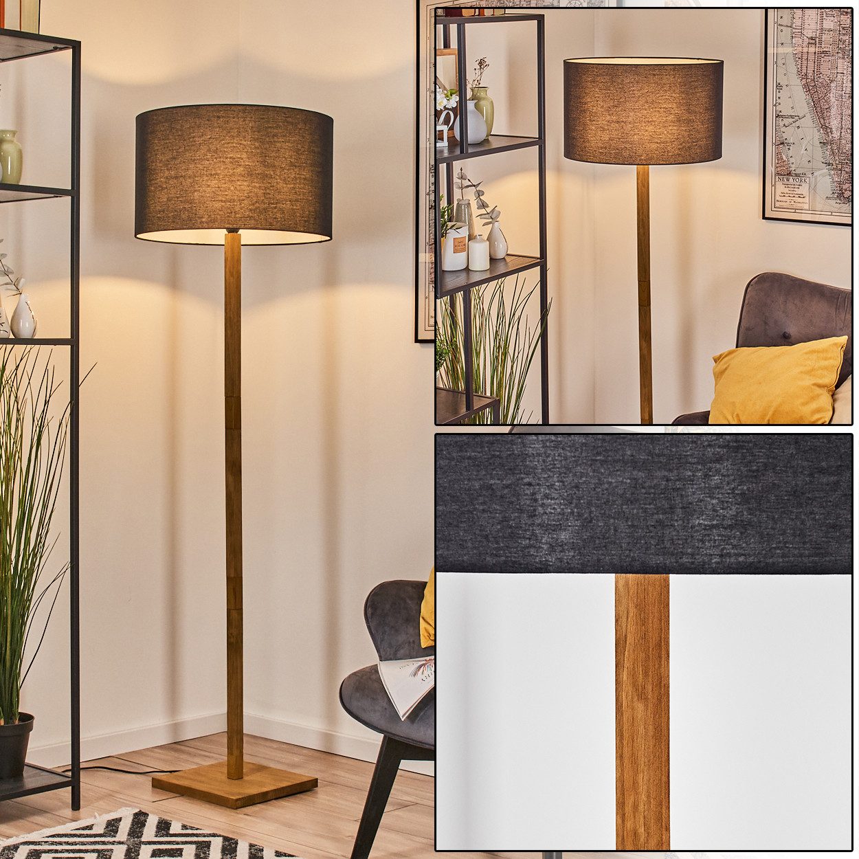 hofstein Stehlampe Stehlampe aus Metall/Holz im günstig online kaufen