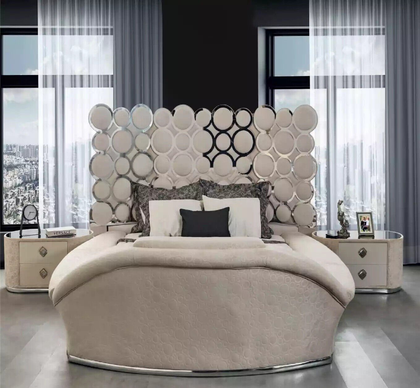 JVmoebel Schlafzimmer-Set Schlafzimmer Bett 2x Nachttische Luxus Komplett Design Möbel 3tlg., (3-St., Bett/2x Nachttisch)