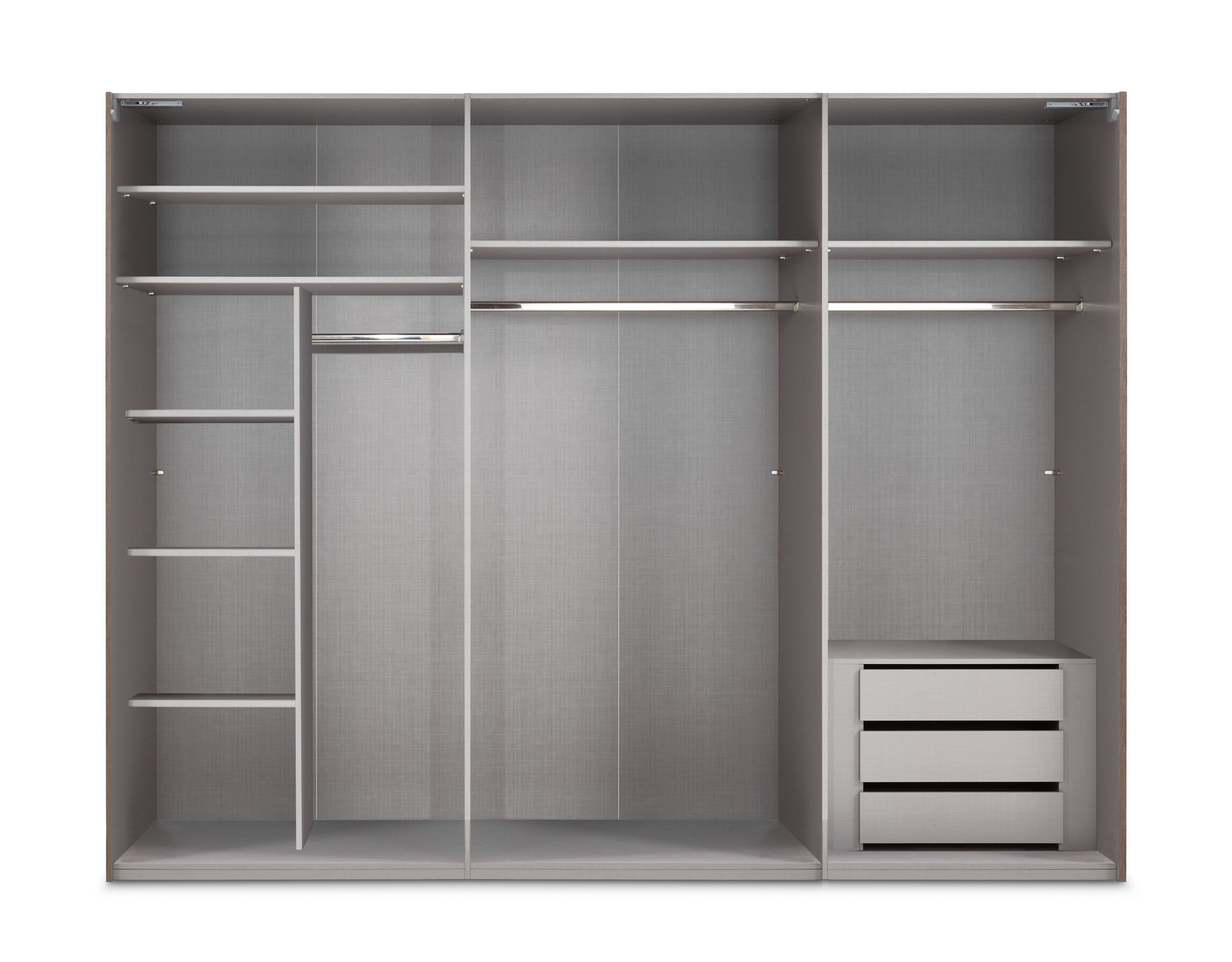 luma-home Schwebetürenschrank 22040 (3-türig, B300/H216/T65 cm in Sand Grau günstig online kaufen