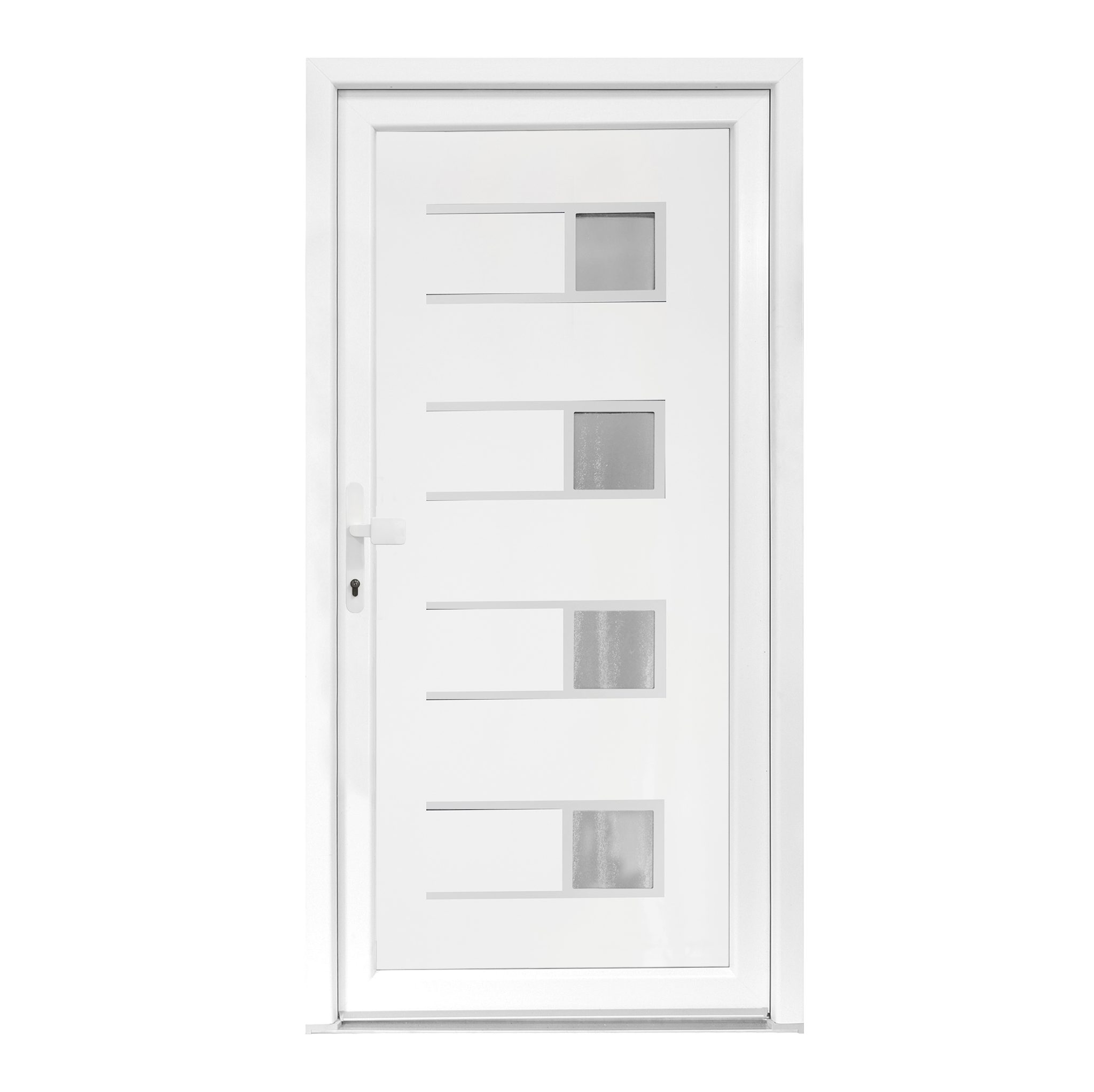 SN Deco Haustür Efraim mit Edelstahlstoßgriff/Türknopf, 980x2000 mm, Thermisch getrennte Alu-Bodenschwelle sowie Wetterschenkel